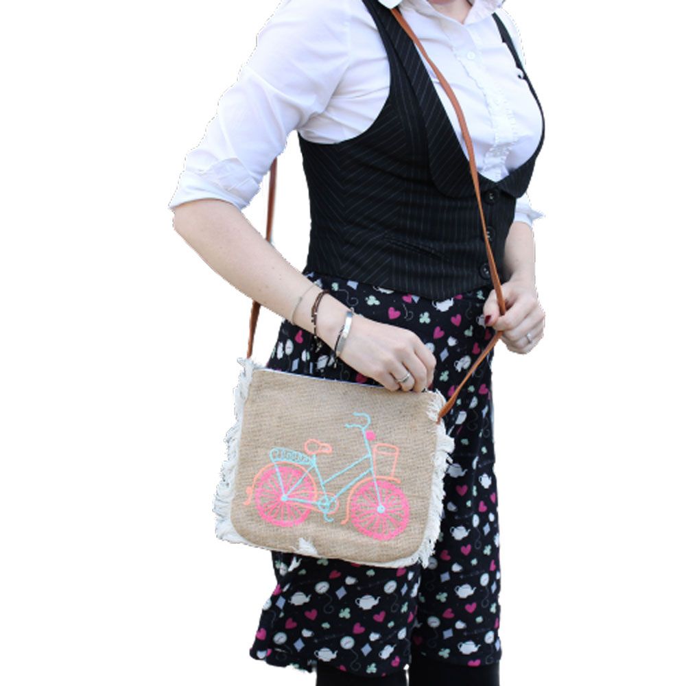 Fab Fringe Bag - Bicycle Embroidery - Image 2