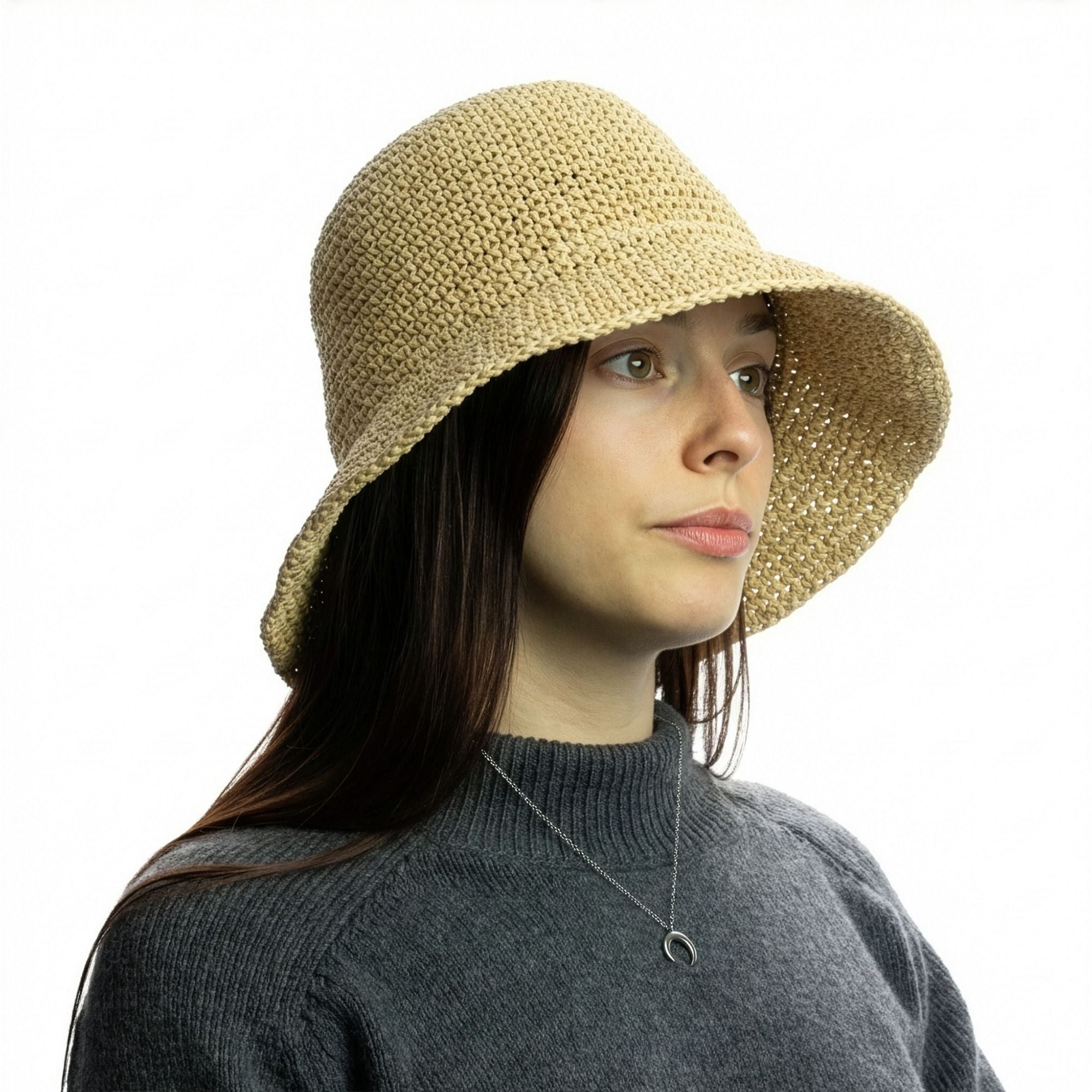 Nomad Sari Floppy Straw Sun Hat - Natural Beige - Image 3