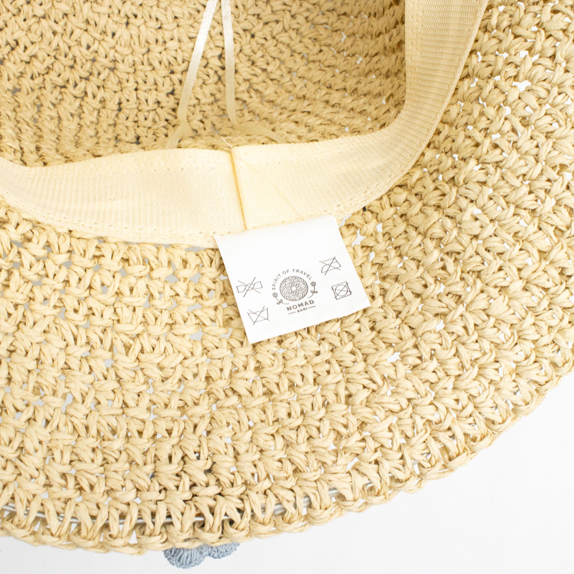 Nomad Sari Floppy Straw Sun Hat - Beige & Blue Flowers - Image 5