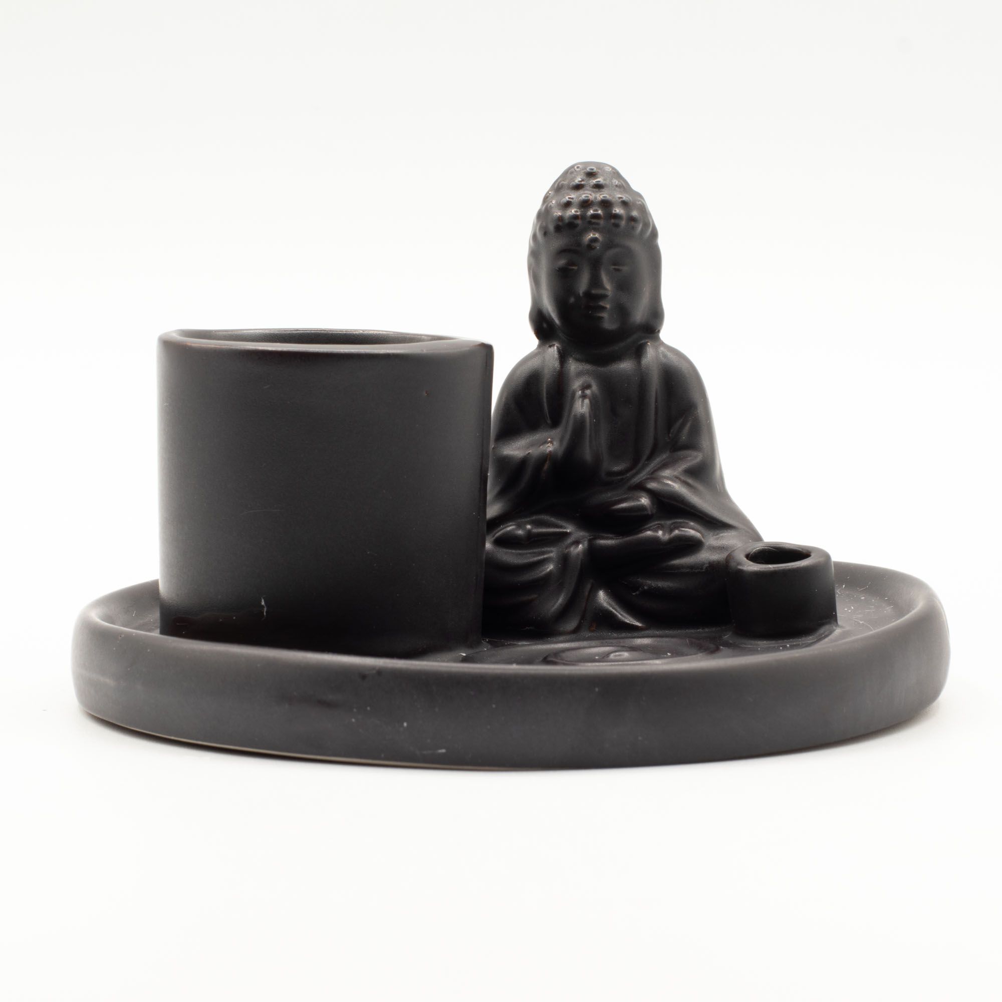 Multi Purpose Buddha Incense Plate - Ceramic Matt Black - Image 5