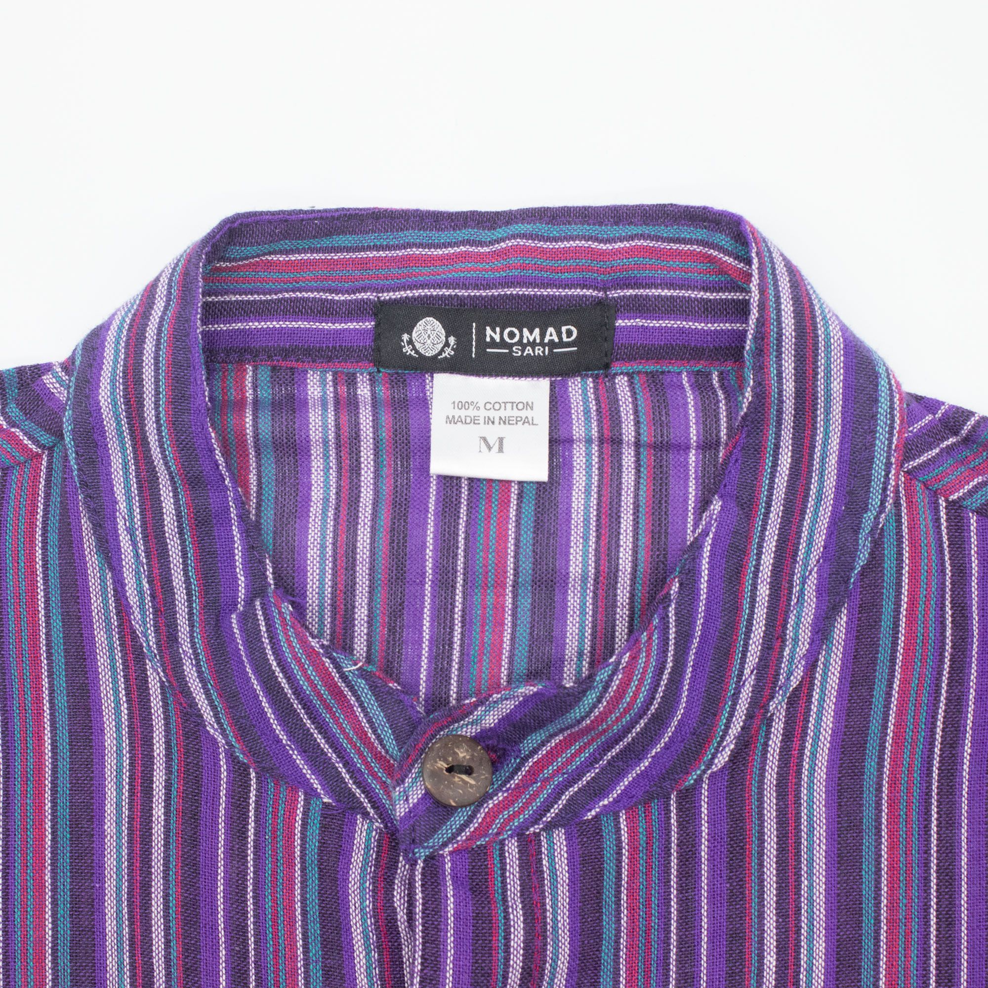 Nomad Sari Grandad Shirt - Black Purple - Medium - Image 6