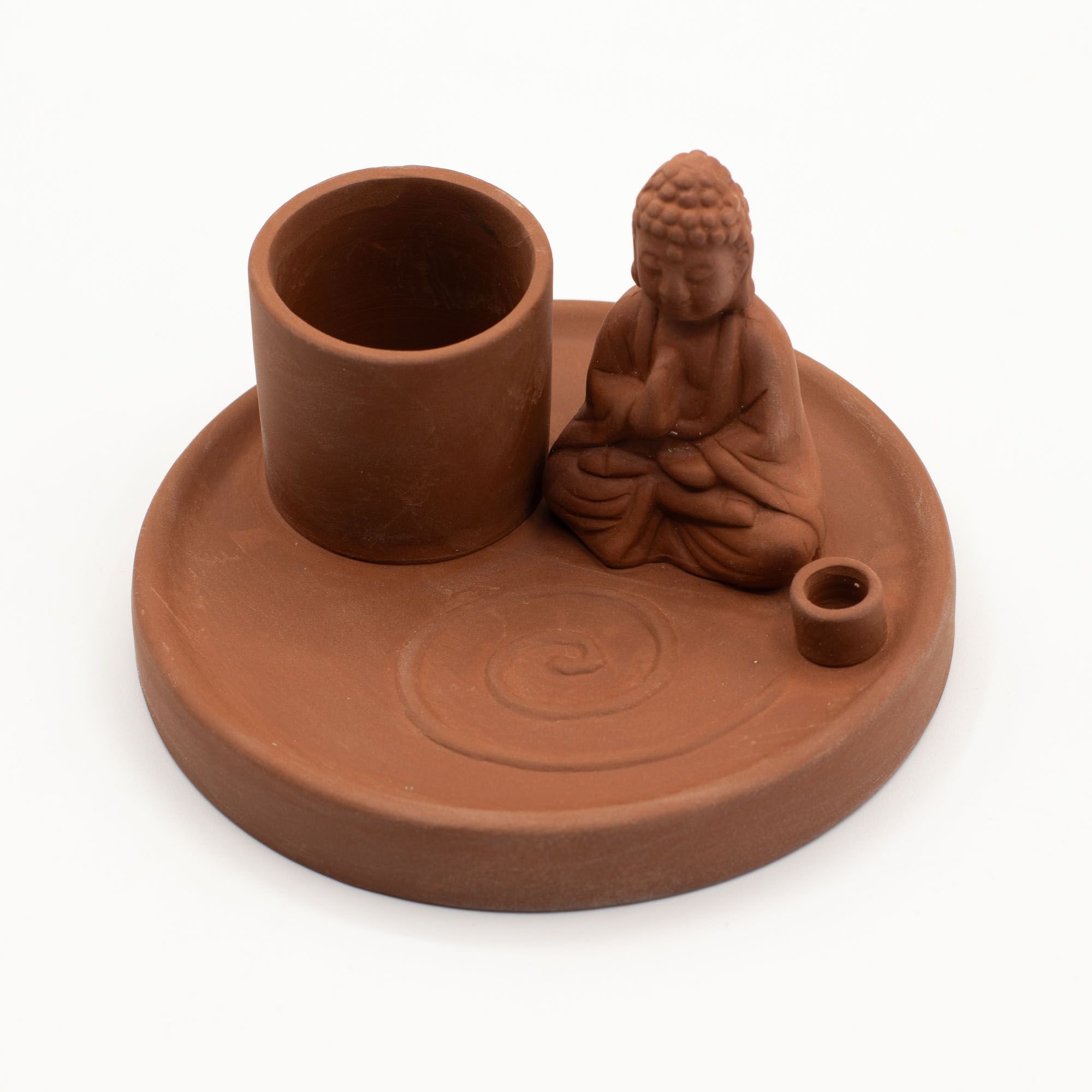 Multi Purpose Buddha Incense Plate - Natural Terracotta Style - Image 4