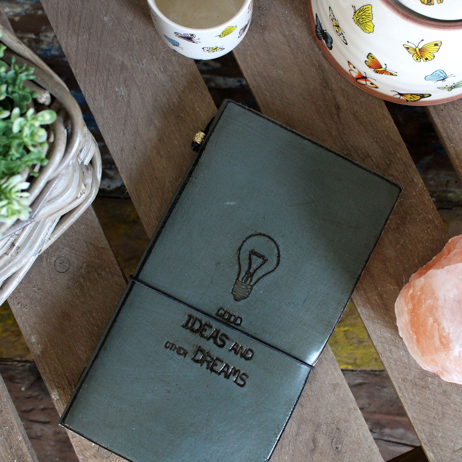 Handmade Leather Journal - Flower of Life - Green (80 pages) - Image 2