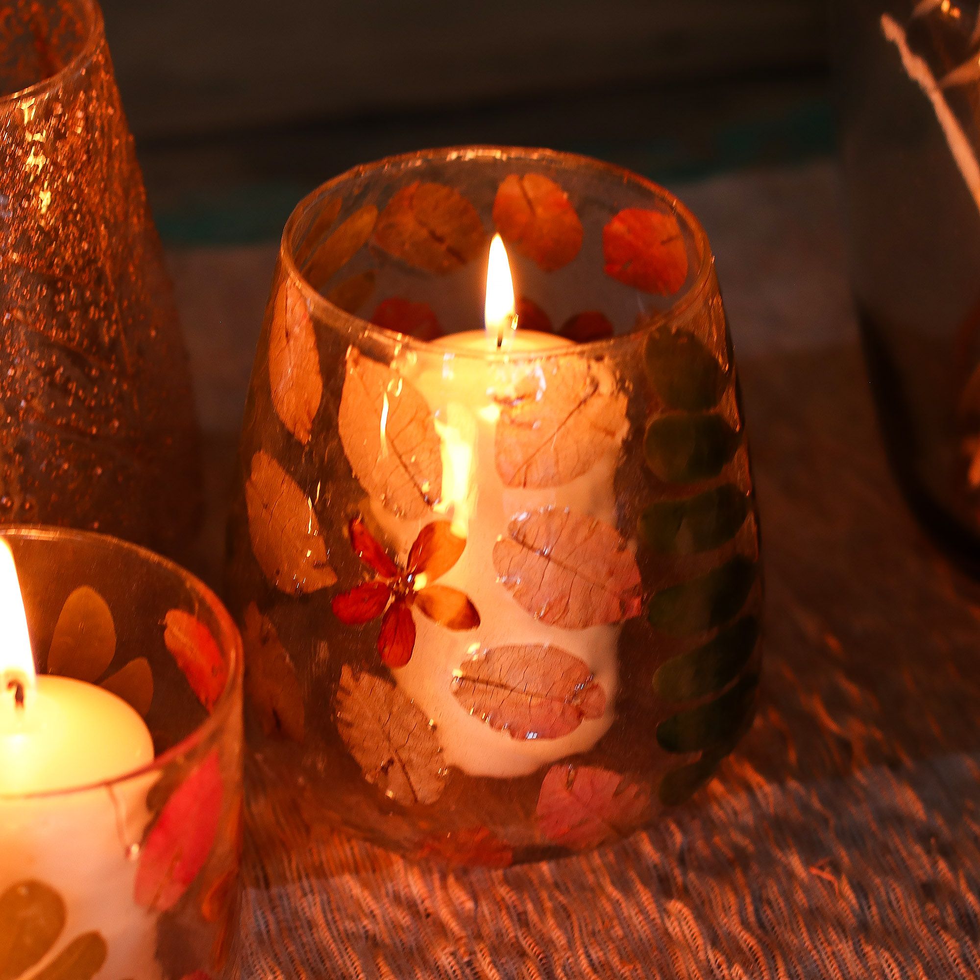 Natural Floral Glass - Vase Candle Holder - Primavera - (12x11cm) - Image 8