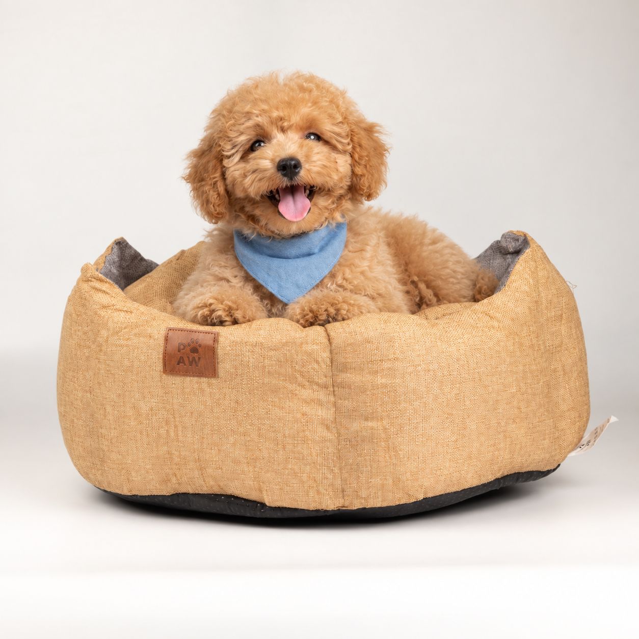 Paw Bed – Medium Royal Crown – Sand & Grey – 50 × 50 × 26cm - Image 4