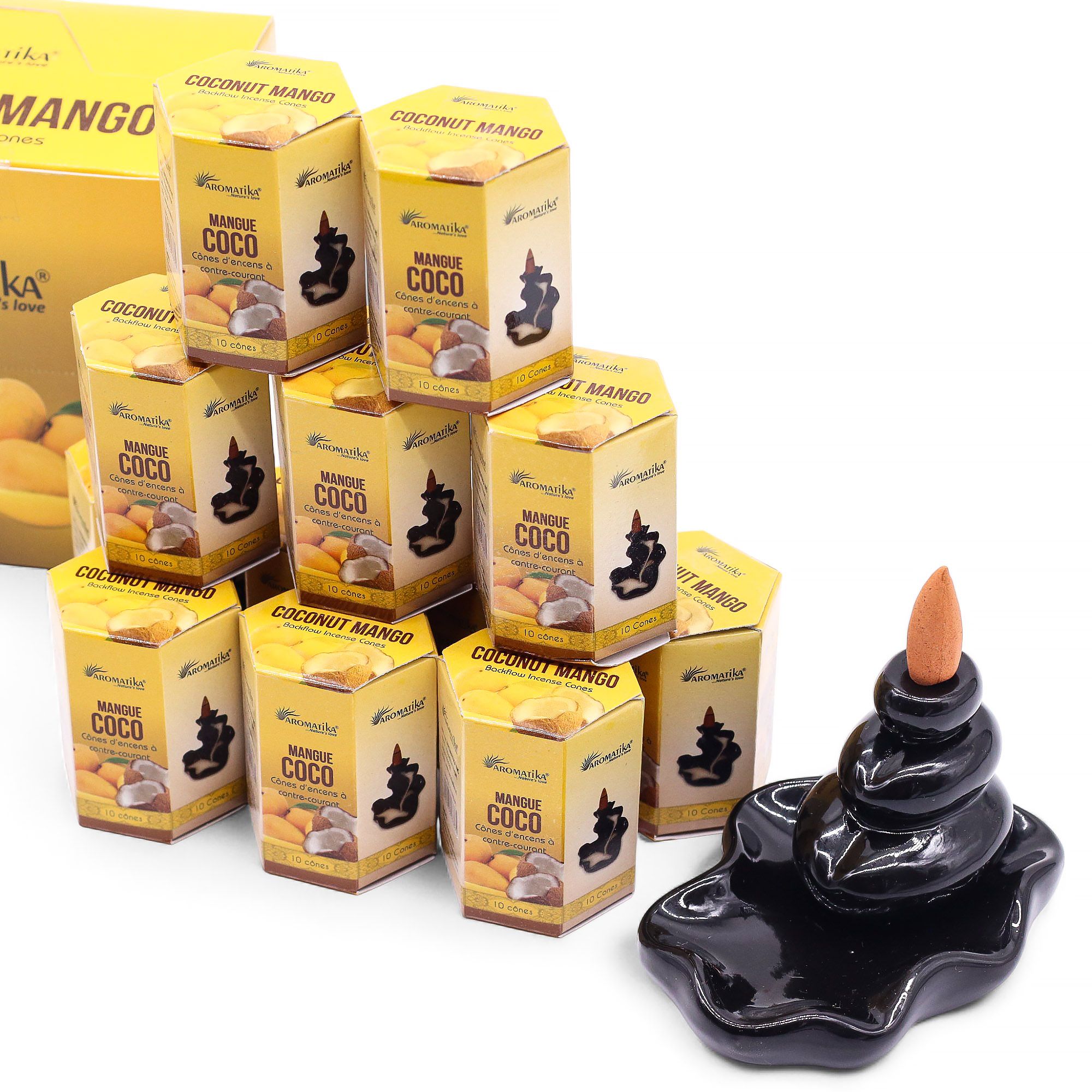 Pack of 10 Masala Backflow Incense - Coconut & Mango - Image 3