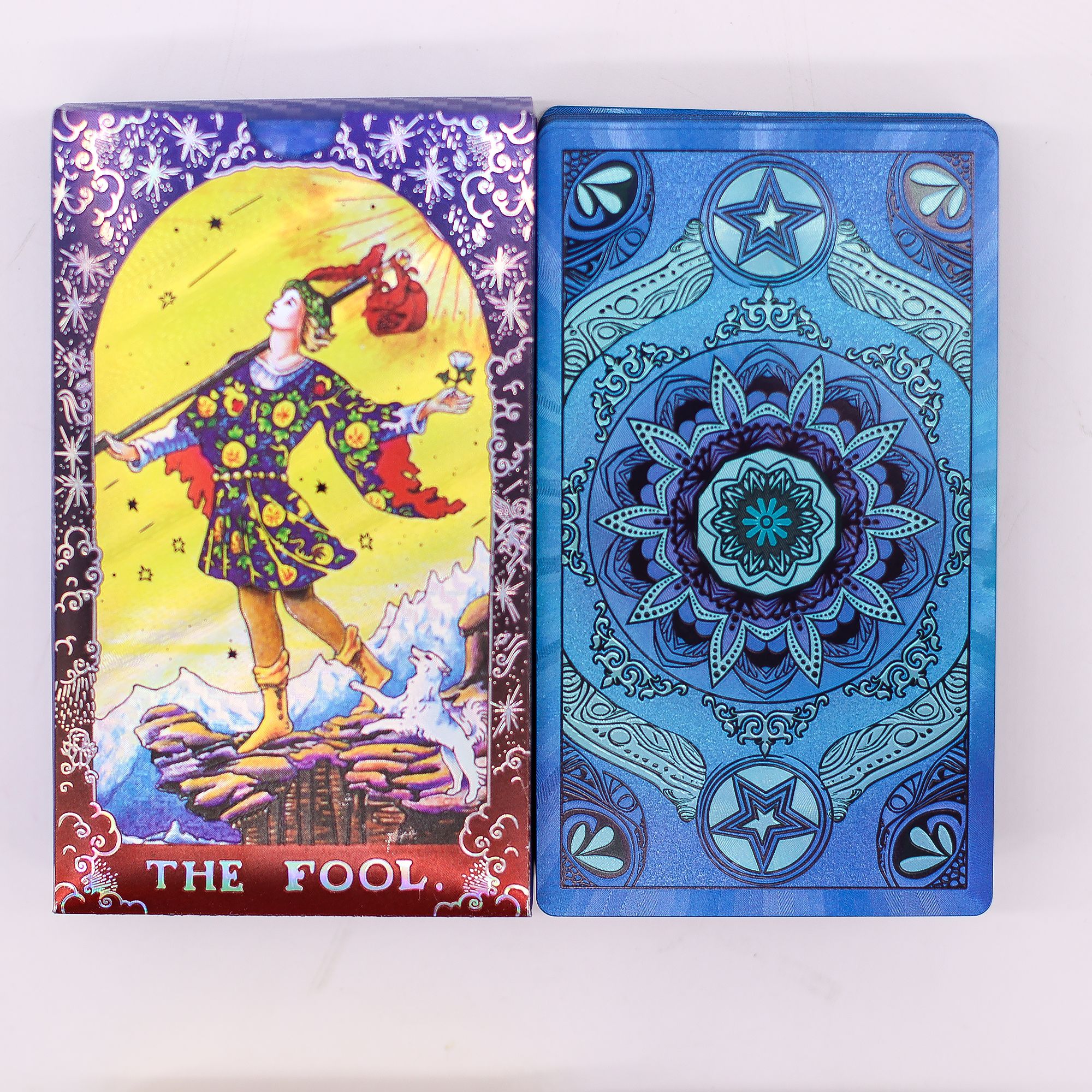 Blue Foil Tarot Card Set - Mandala - with booklet - Image 4