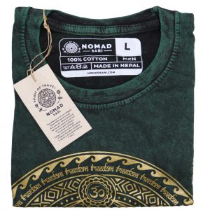 Nomad Sari Stonewashed Cotton T-Shirt – Chakra – Green – Large