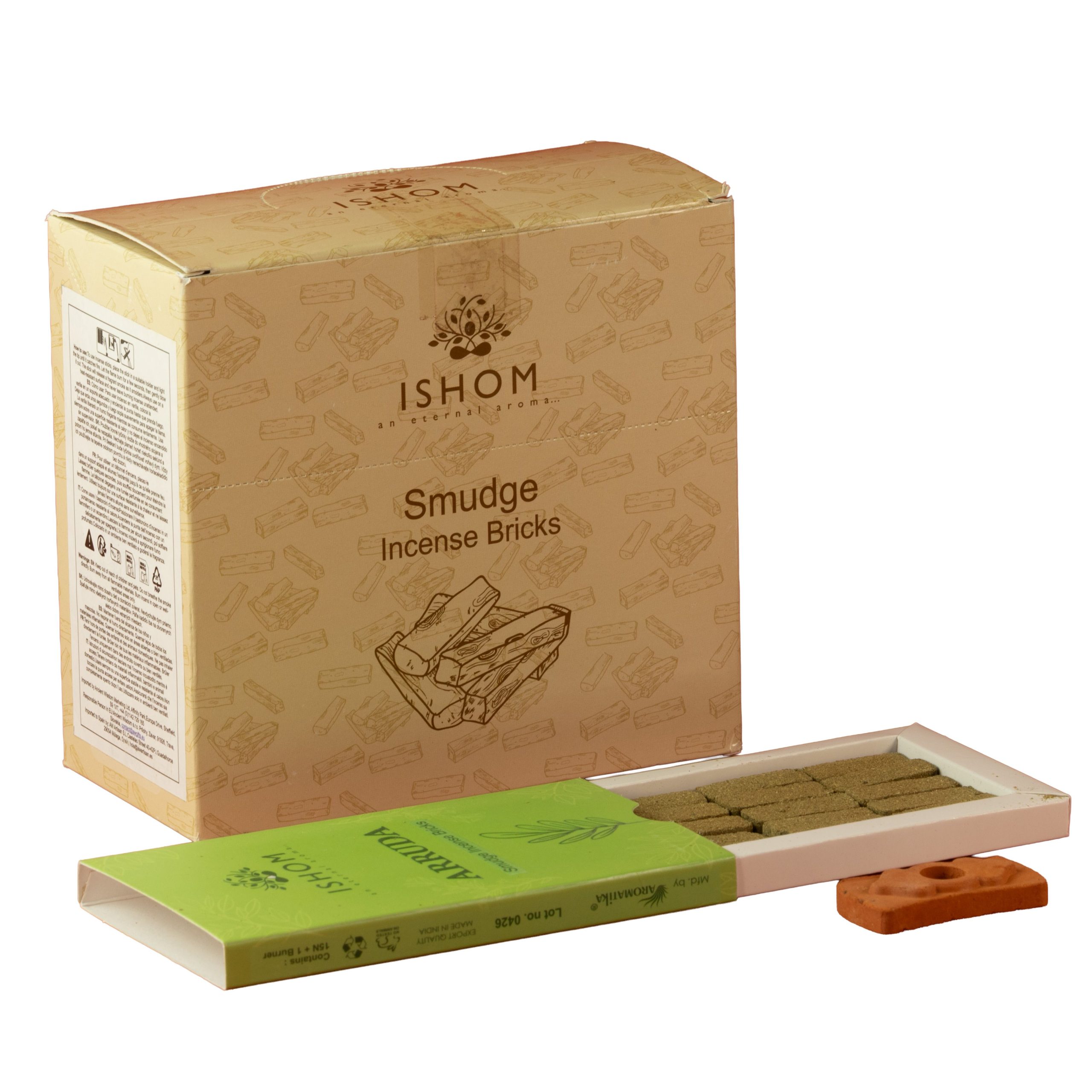 Pack of 15 Natural Incense Smudge Bricks and Burner - Arruda - Image 2