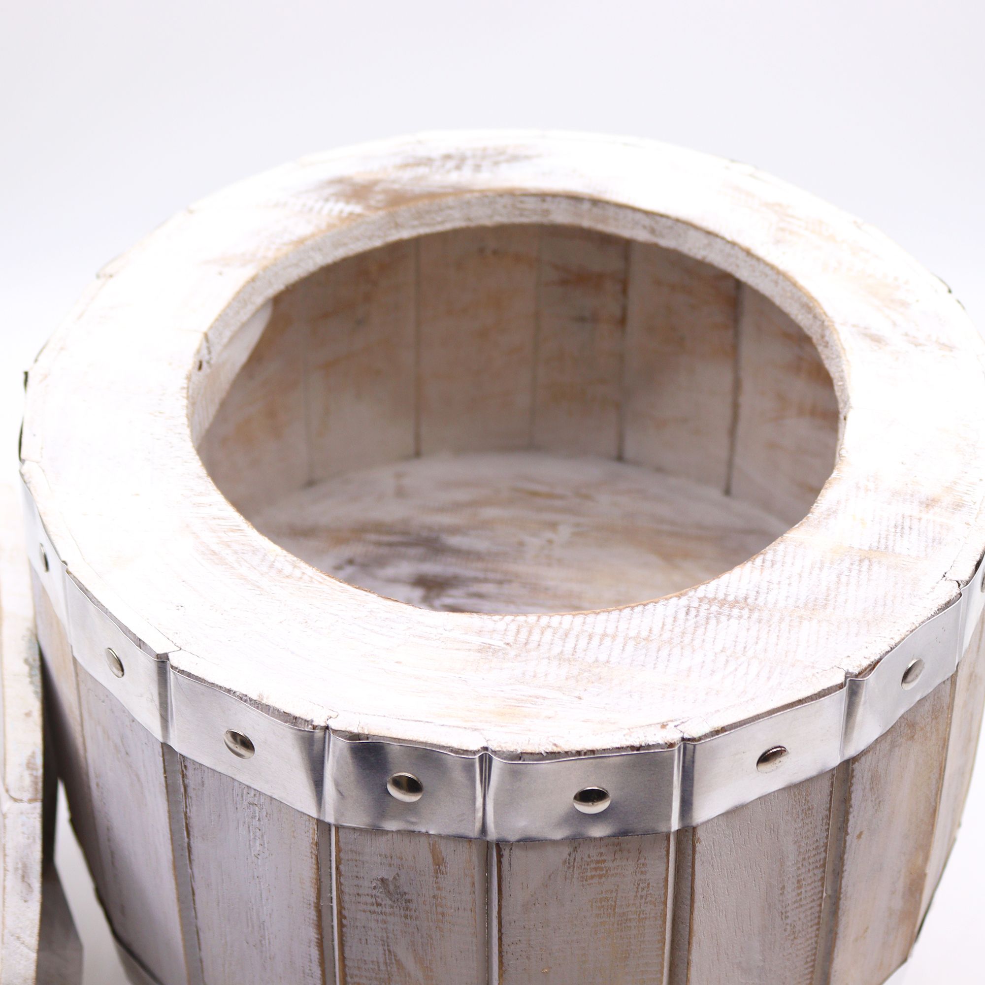 Beer Barrel Stool – Whitewash Wood 38 x 32 cm - Image 3
