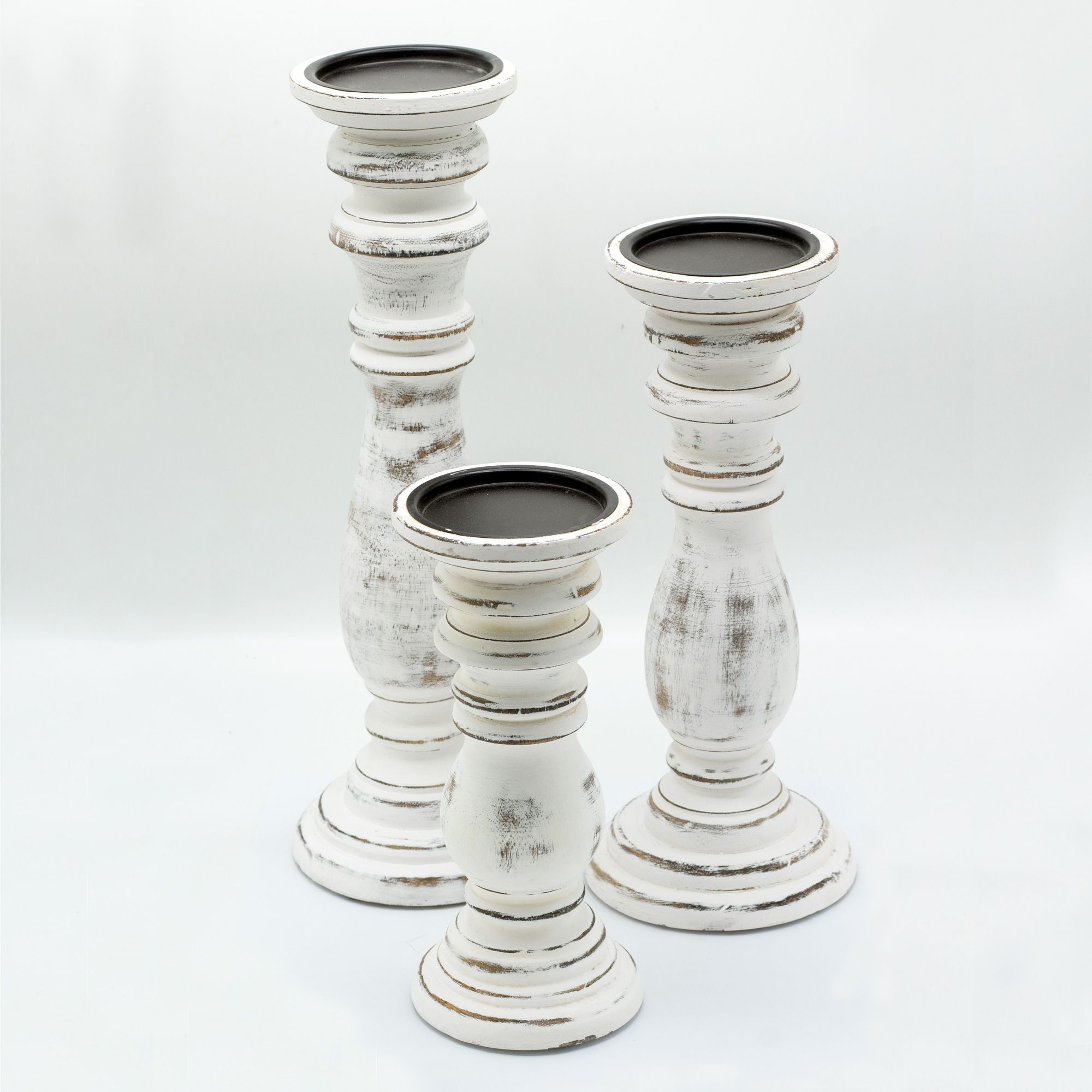 Classic Candle Stand - Whitewash - Small - Image 3