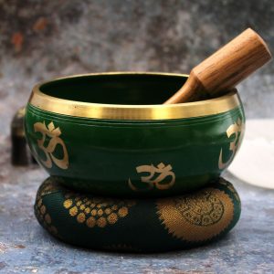 Lrg Tree of Life Singing Bowl Set- Green 14cm