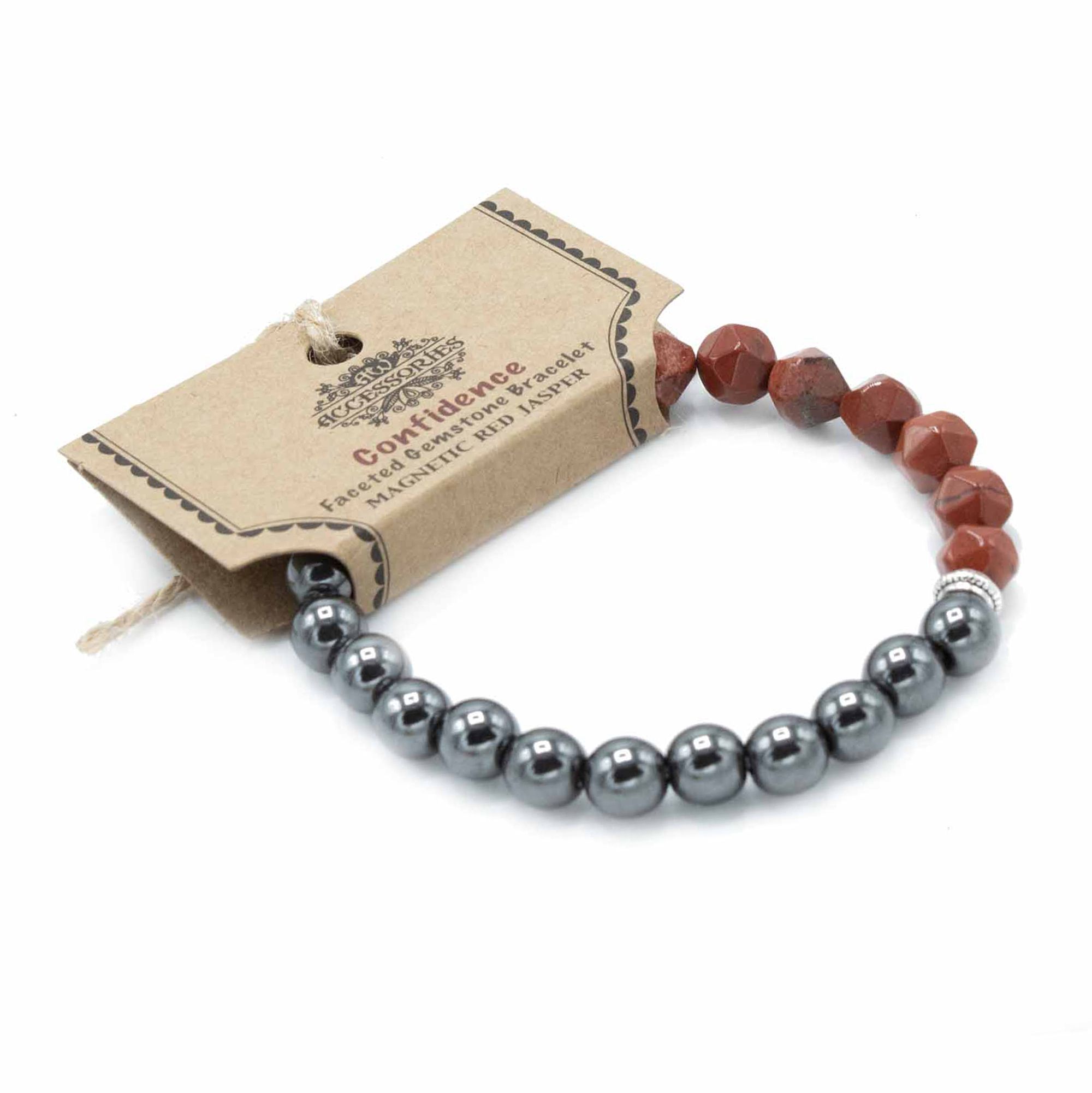 Faceted Gemstone Bracelet - Magnetic Red Jasper - Image 2