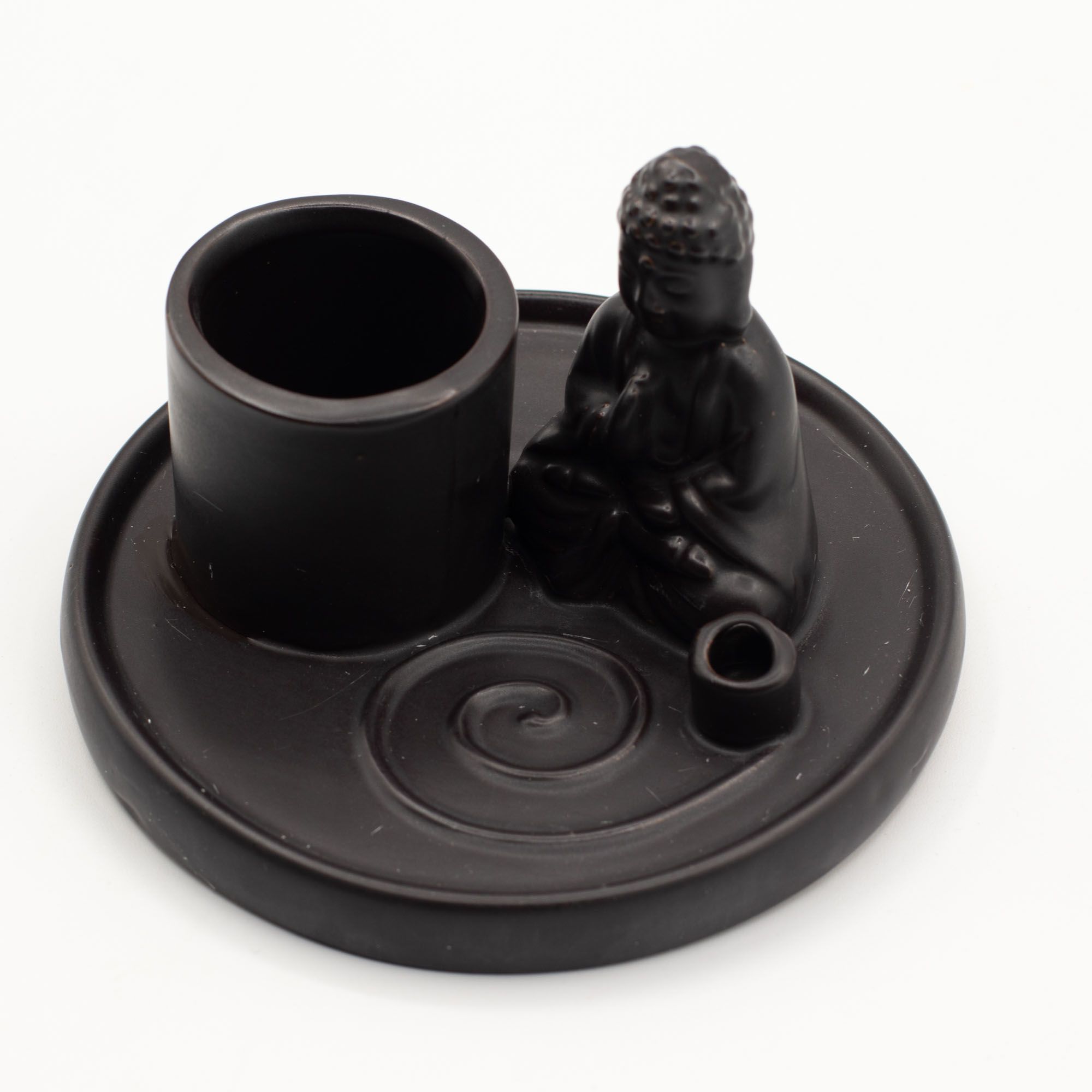 Multi Purpose Buddha Incense Plate - Ceramic Matt Black - Image 6