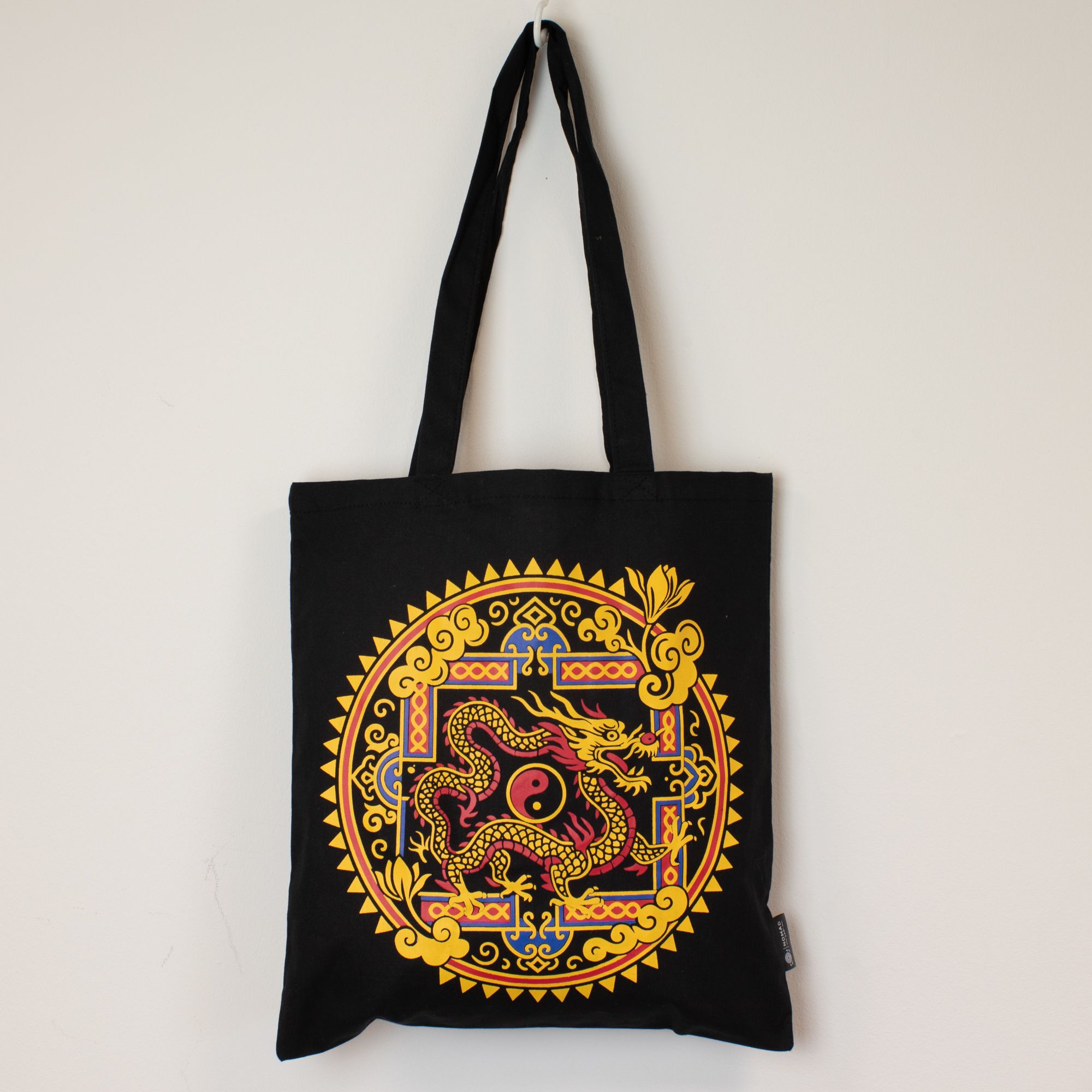 Iconic Classic Tote Bag - Dragon Yin & Yang- Black 6oz - Image 8
