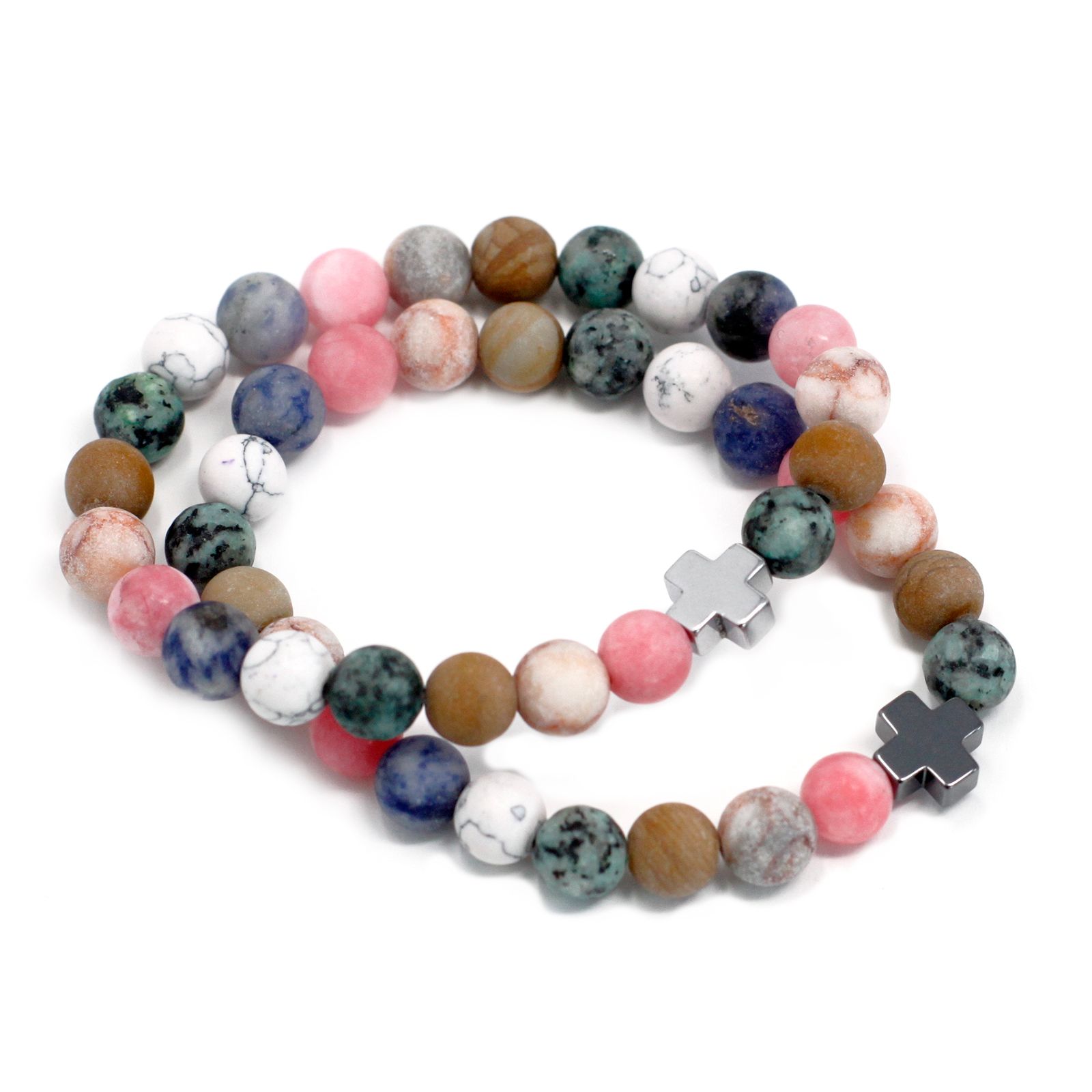 Set of 2 Gemstones Friendship Bracelets - Harmony - Rainbow Gemstones - Image 5