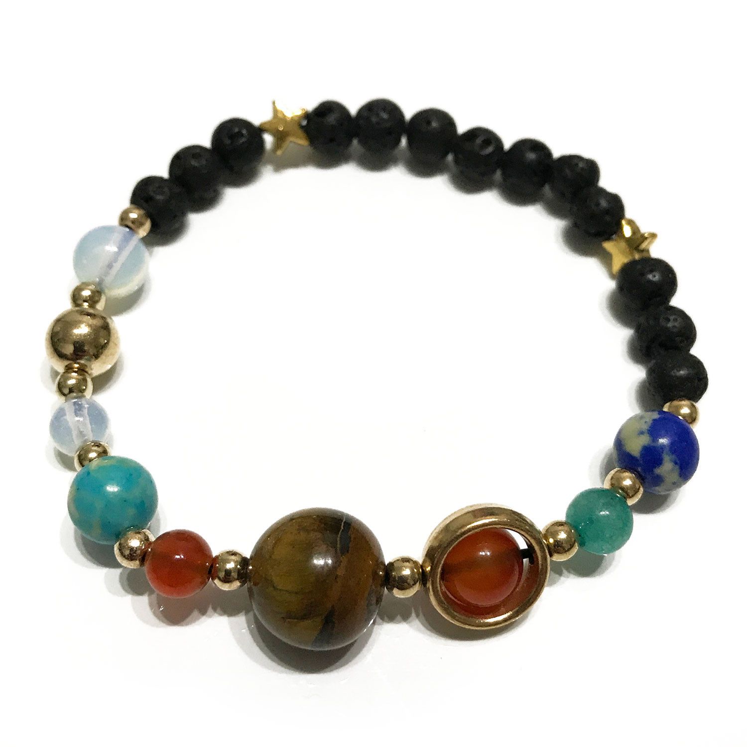Lava Stone Bracelet - Gold Solar System - Image 2