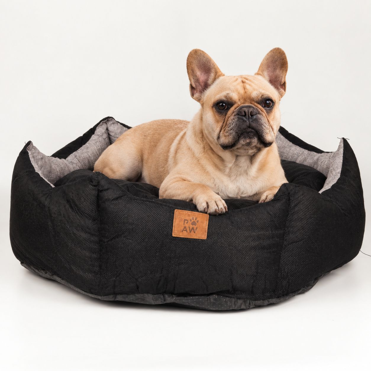 PAW Bed – Large Royal Crown – Black & Grey – 50 × 50 × 26cm - Image 5