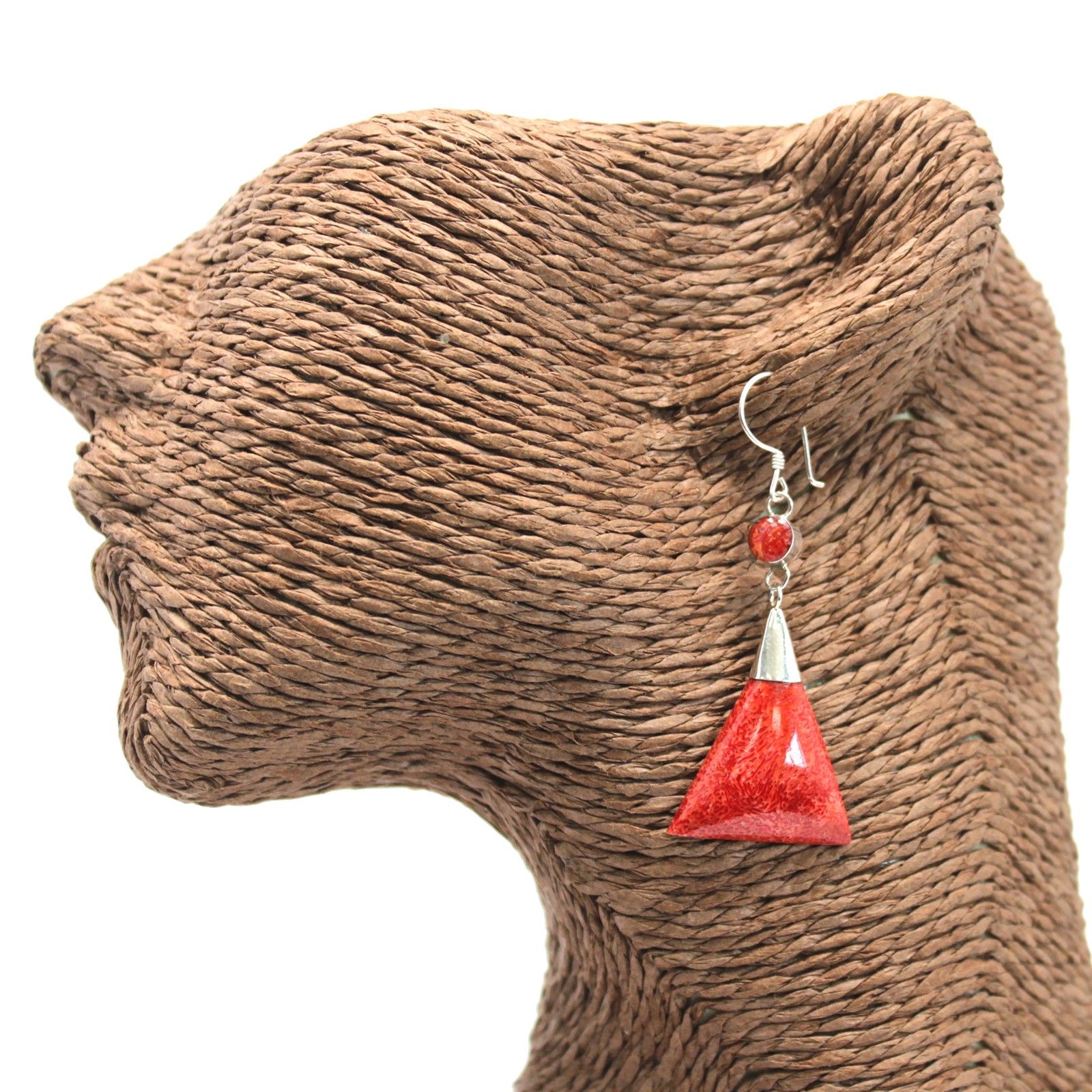 925 Silver Earrings - Triangle Double Drop - Image 3