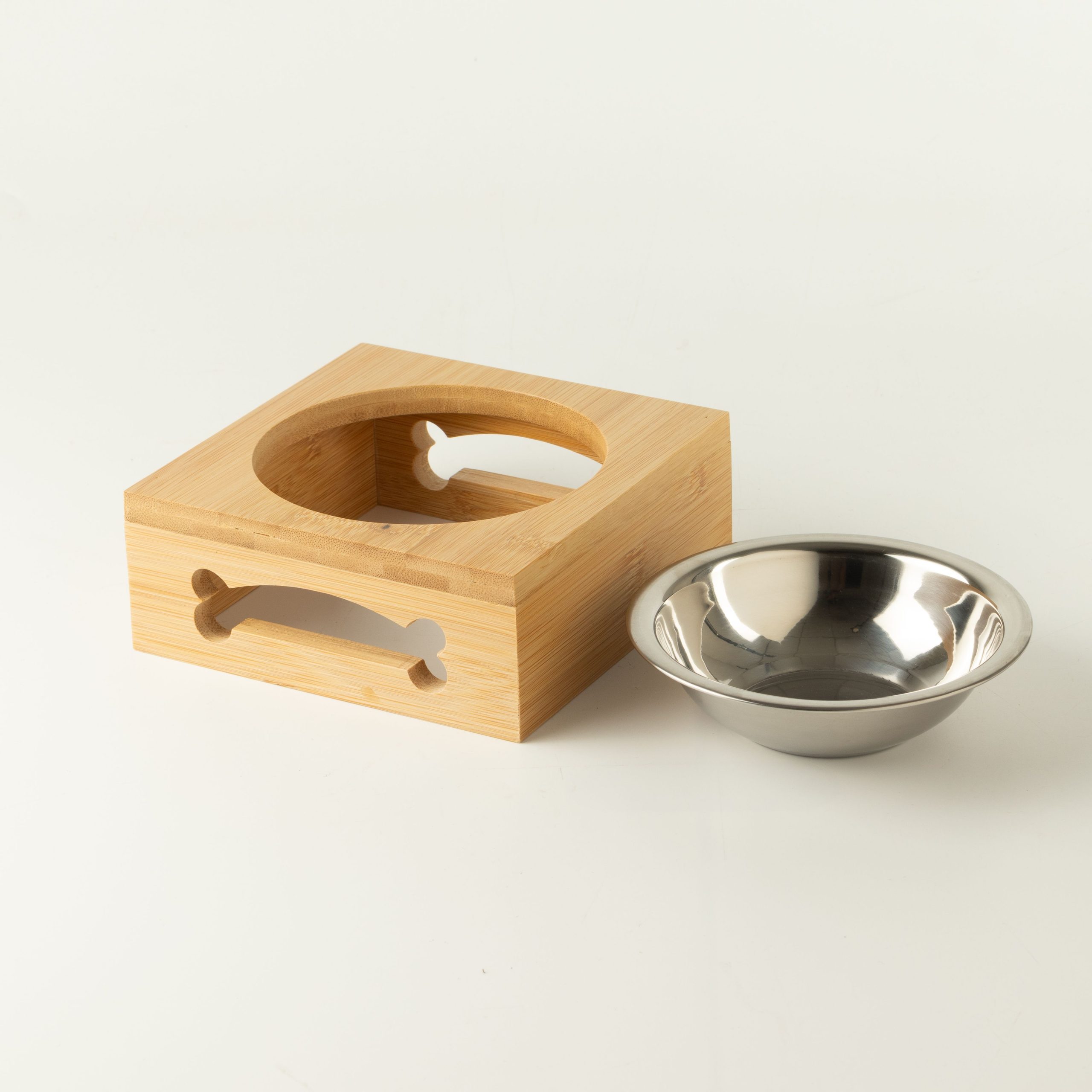 PAW Food Bowls - Single Stainless Steel (201) in Wooden Stand - 12cm - Image 4