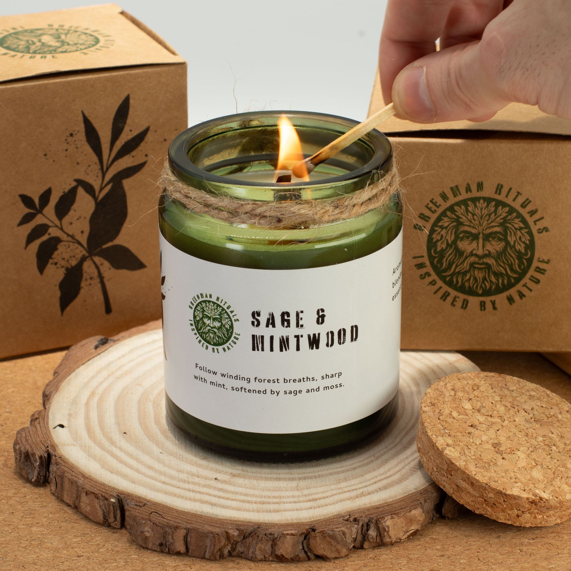 Greenman Woodwick Soy Candle - Ash & Woodsmoke - Image 7