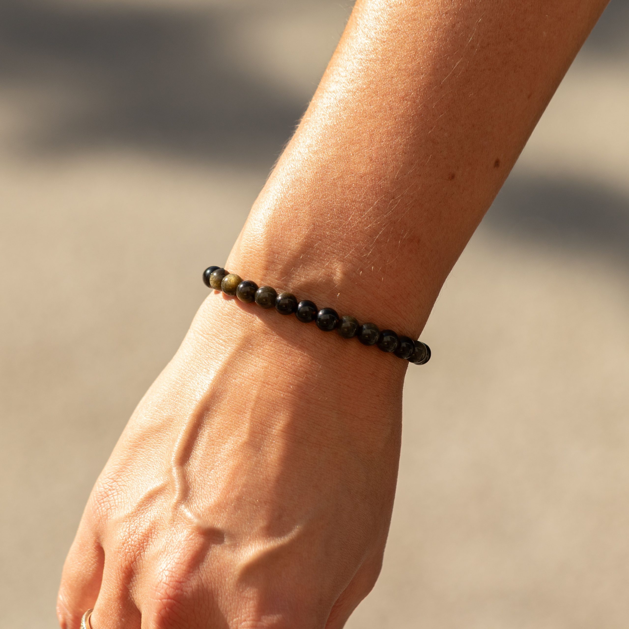 Petite Power Bracelet (17cmx6mm) - Gold Obsidian - Image 3