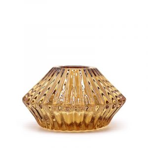 Flower Flip Dinner Candle / Tealight Holder - Antique Amber