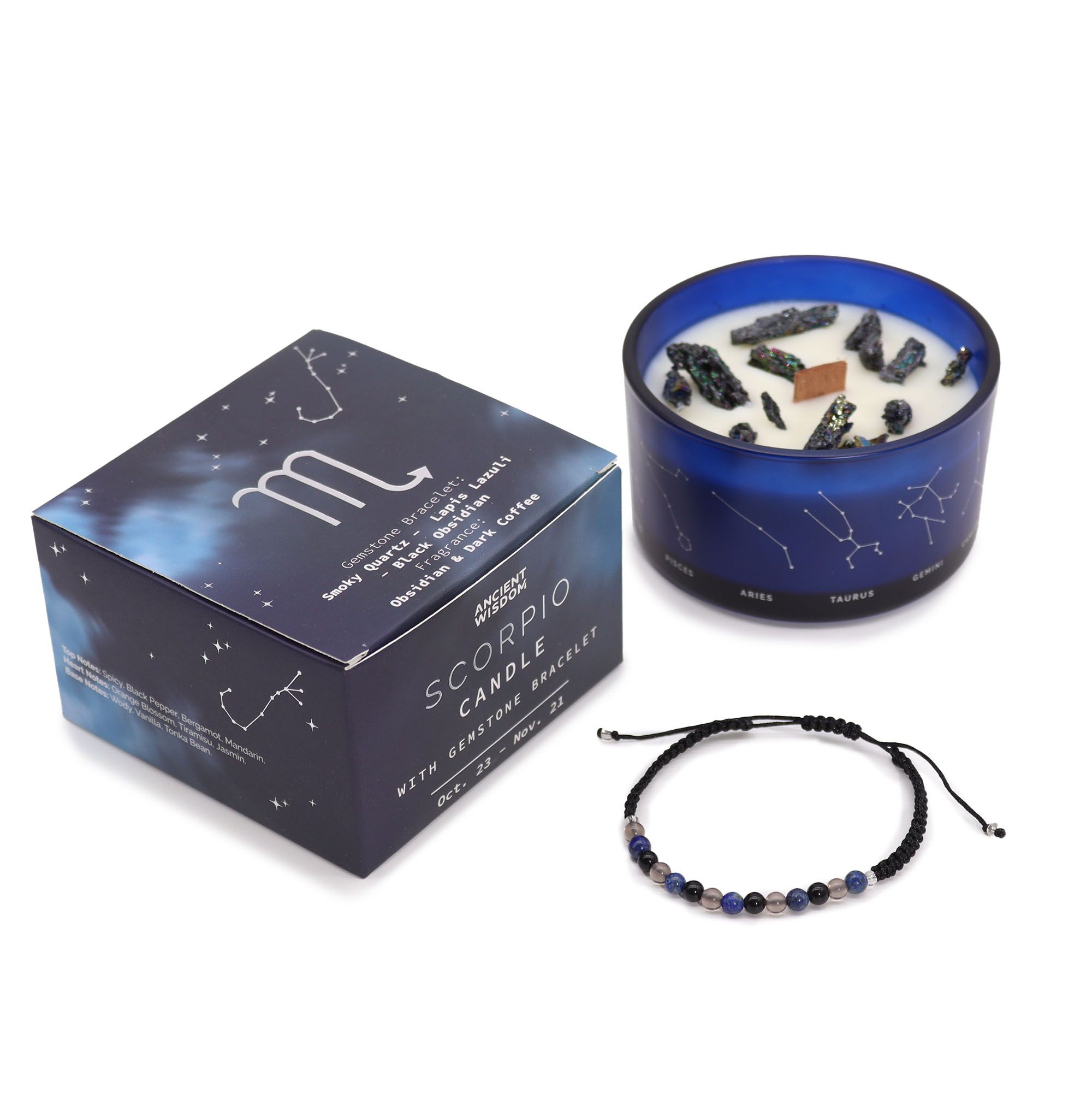 Zodiac Crystal Candle with Gemstone Bracelet - Scorpio - Image 3