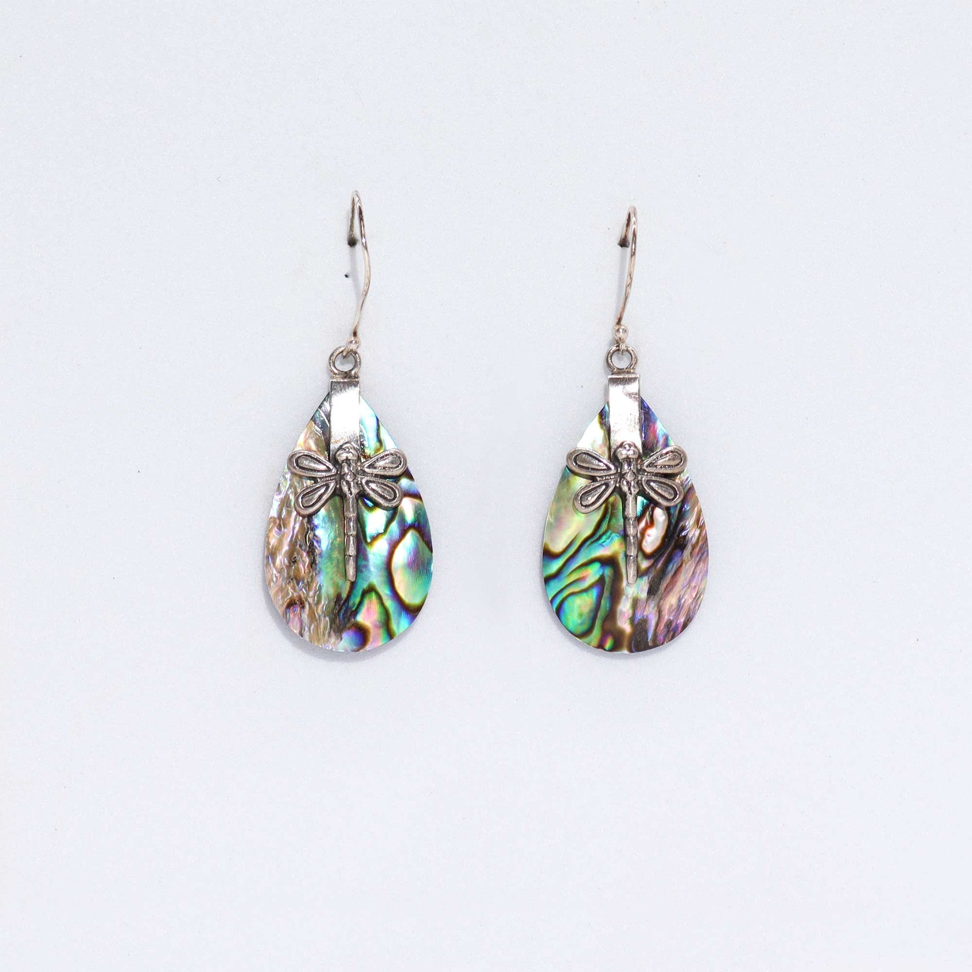 Shell & Silver Earrings - Dragonflies - Abalone - Image 4