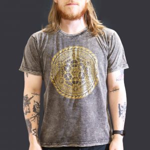 Nomad Sari Stonewashed Cotton T-Shirt – Chakra – Dark Grey – Large