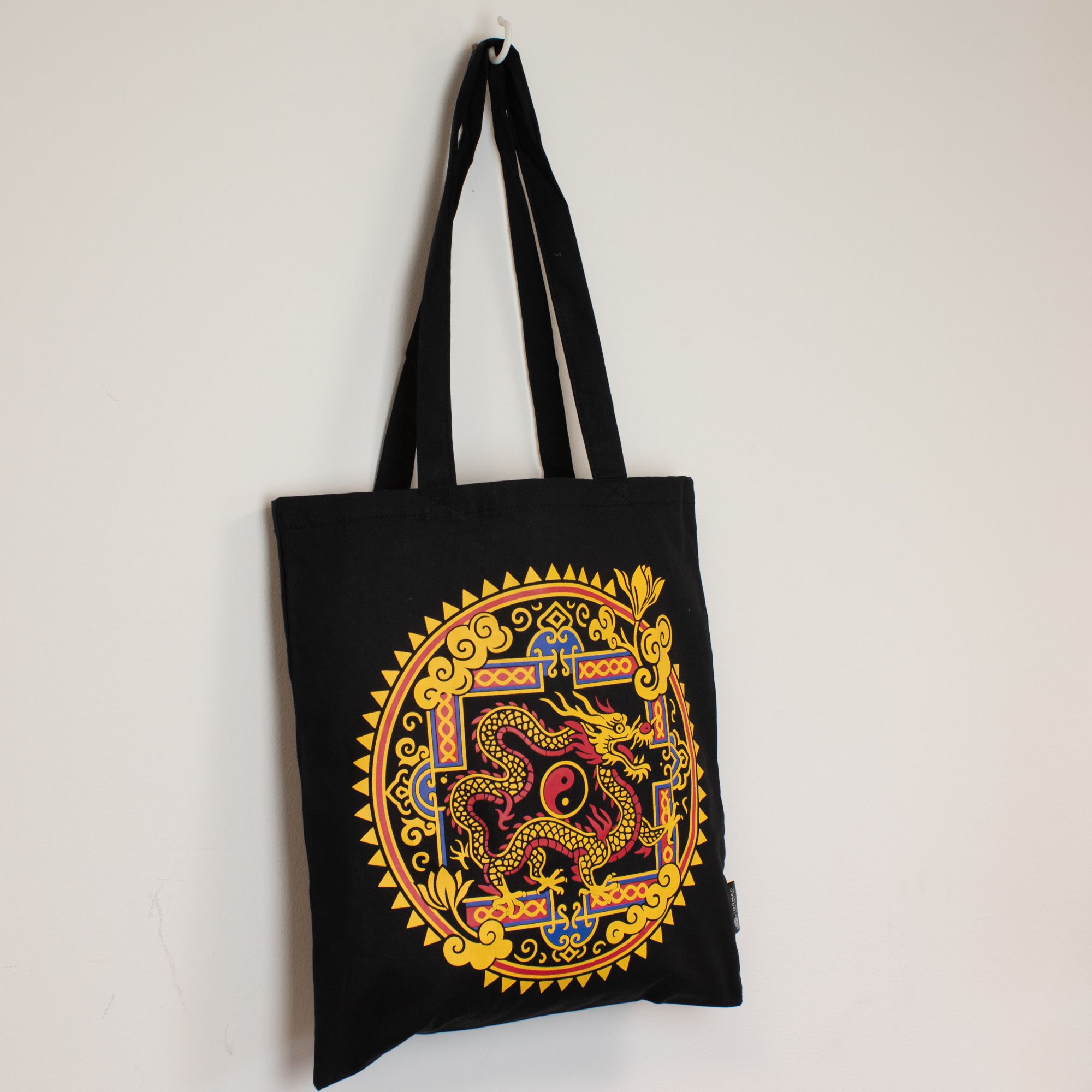 Iconic Classic Tote Bag - Dragon Yin & Yang- Black 6oz - Image 3