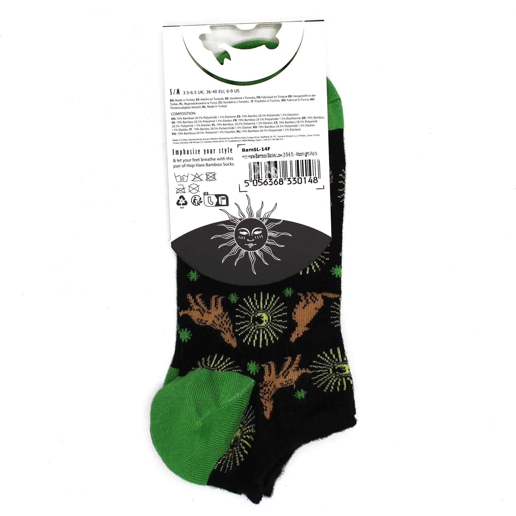 S/M Hop Hare Bamboo Socks Low (3.5-6.5) - Moonlight Wolfs - Image 3