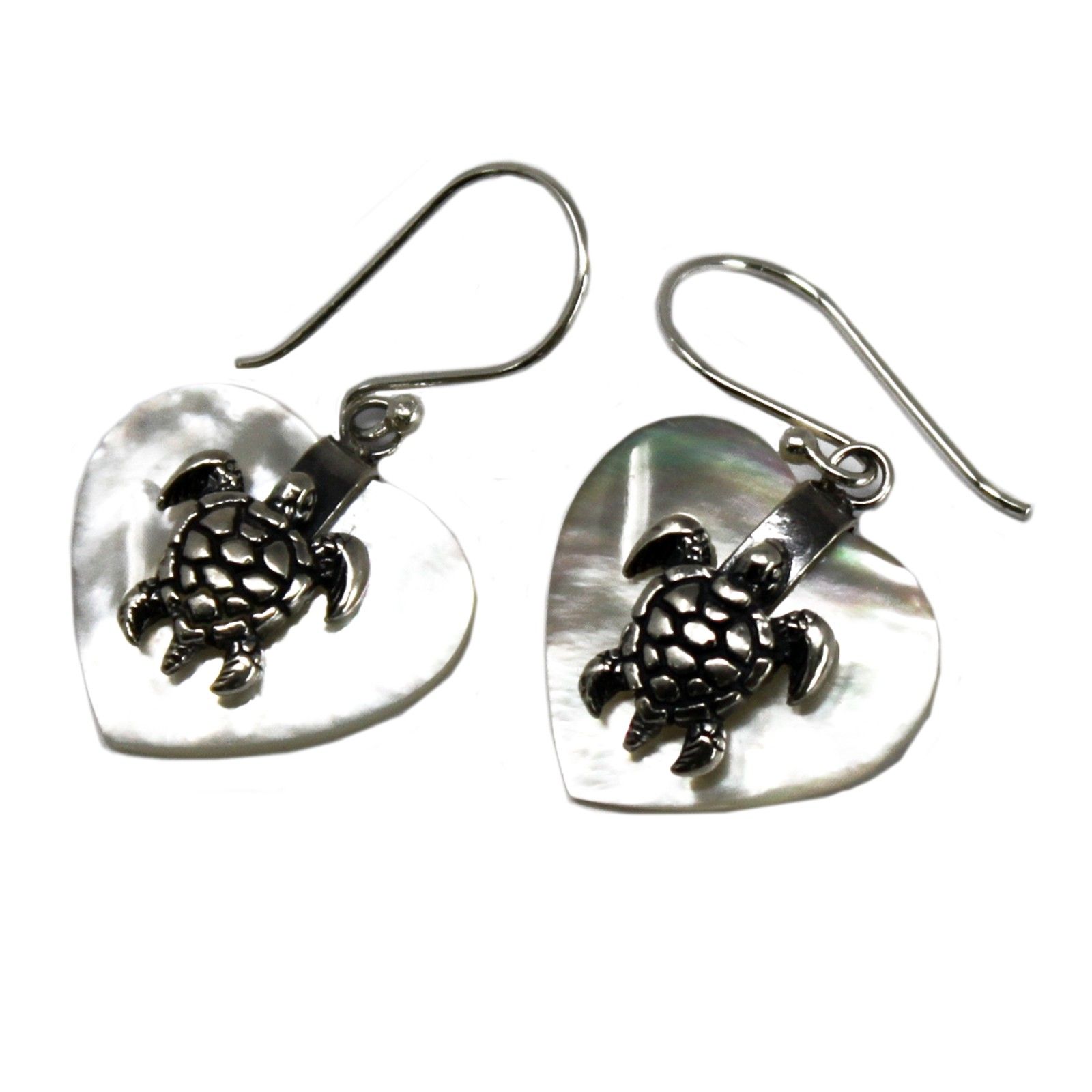 Shell & Silver Earrings - Sea Turtle - MOP - Image 2