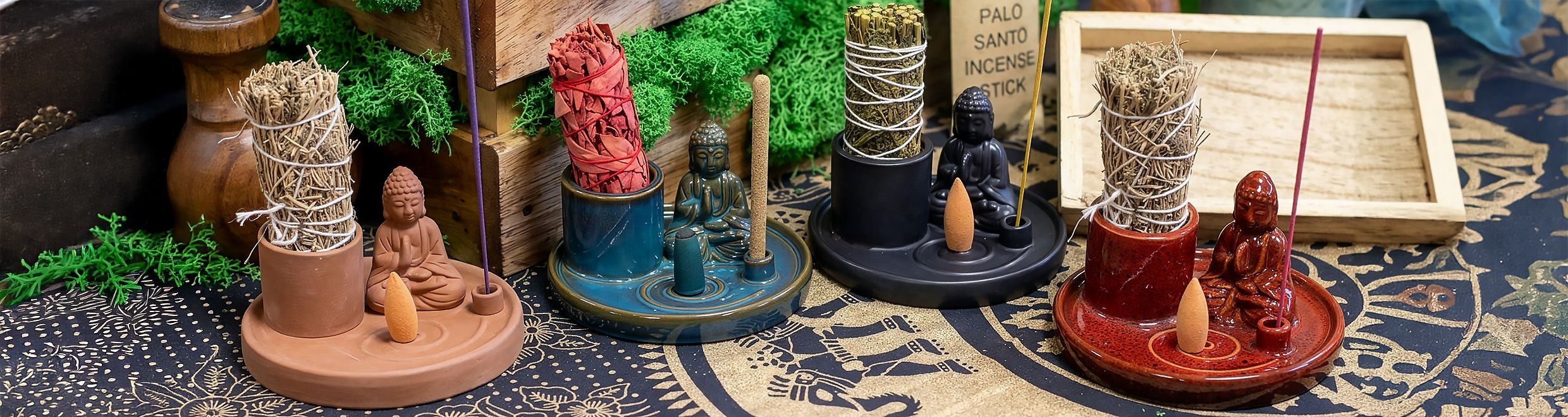 Multi Purpose Buddha Incense Plate - Natural Terracotta Style