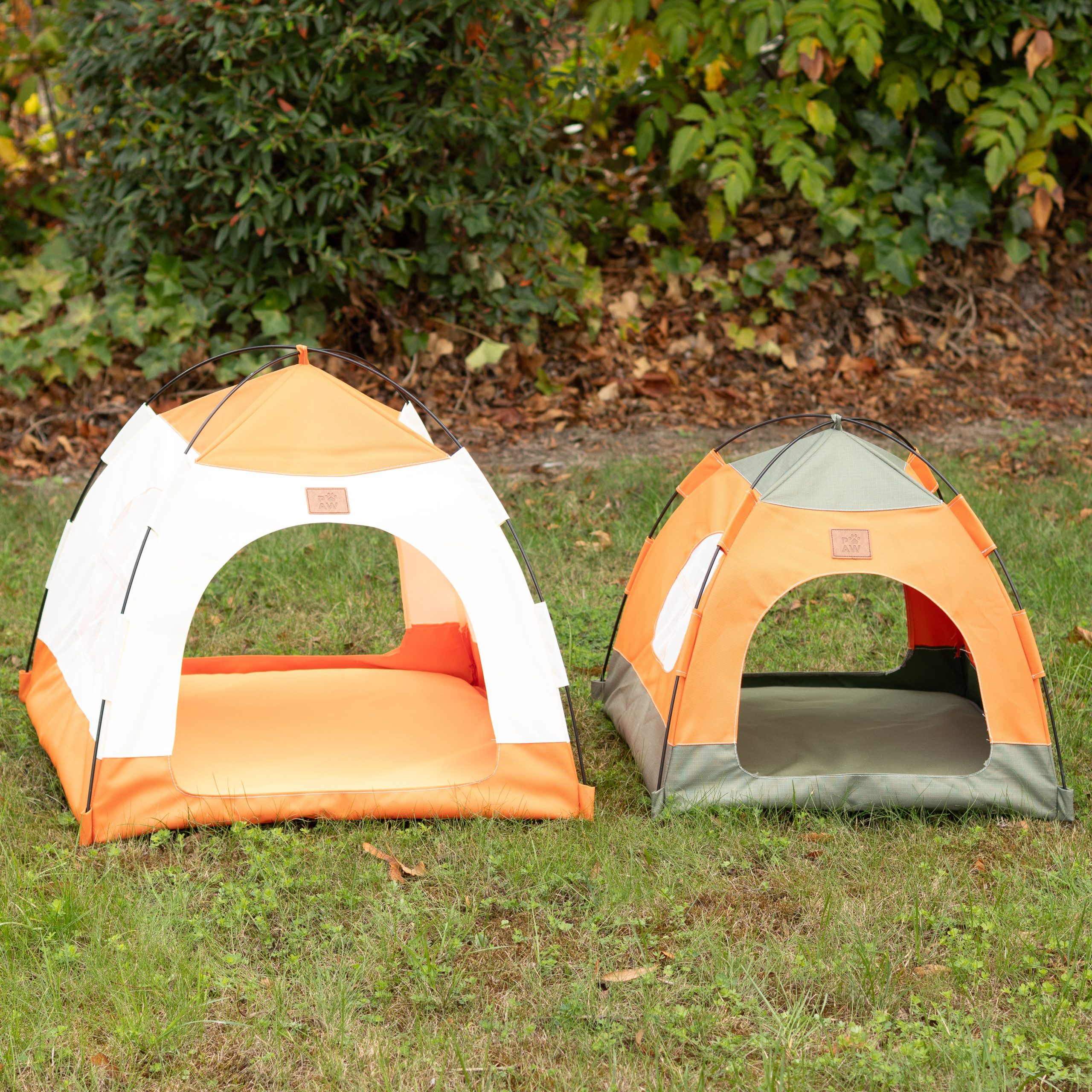 PAW Bed – Beige & Orange Tent – 58 × 58 × 48cm - Image 6