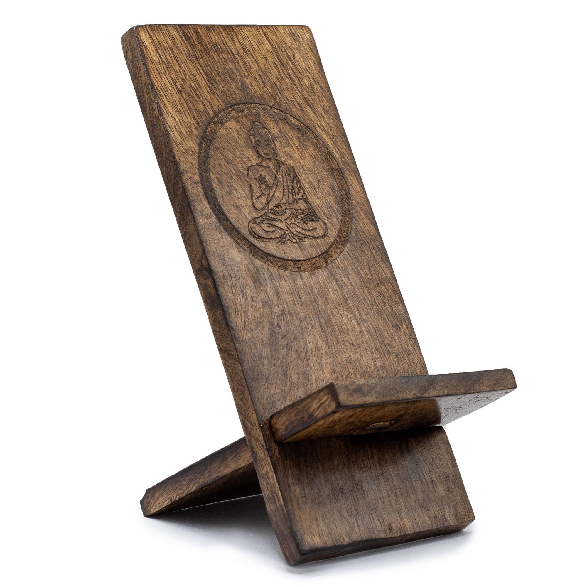 Wooden Carved Phone Stand - Buddha - Image 2