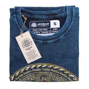 Nomad Sari Stonewashed Cotton T-Shirt – Chakra – Blue – Small