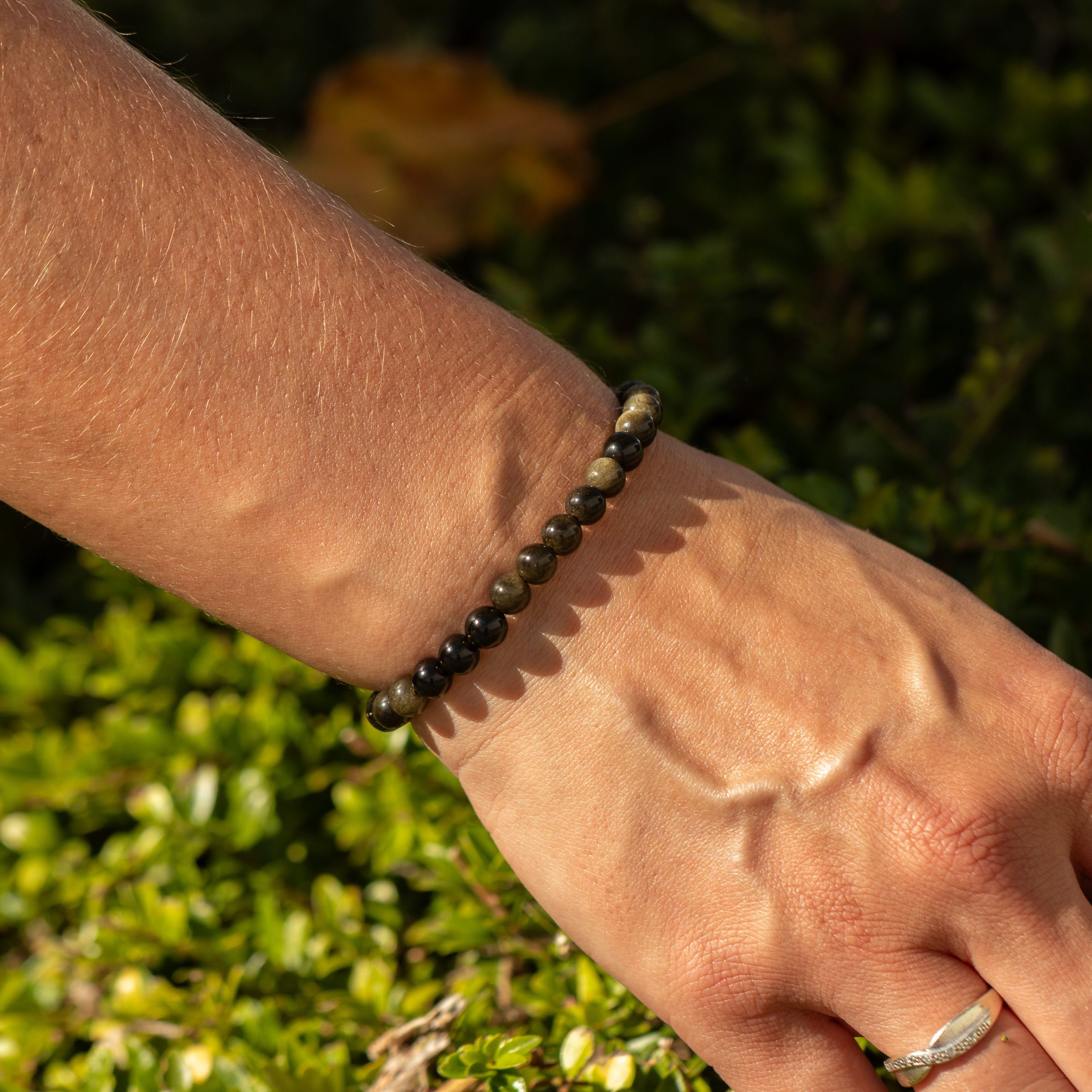 Petite Power Bracelet (17cmx6mm) - Gold Obsidian - Image 5