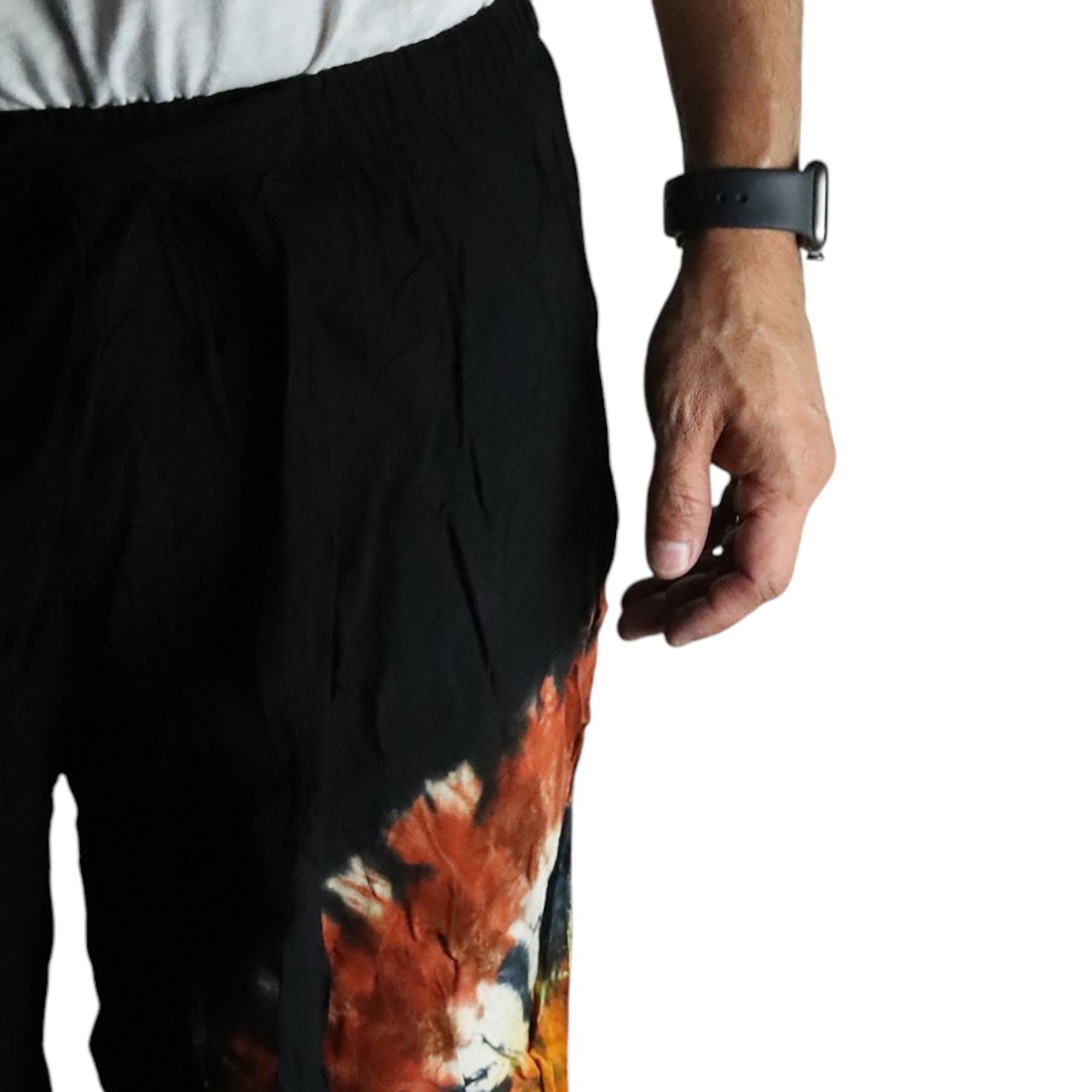 Japanese Style Lounge Pants - Black Chocolate & Orange - M - Image 4