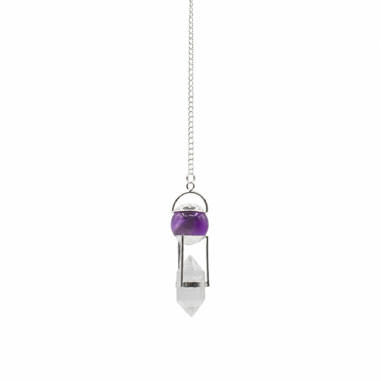 Seeker of Truth - Double Power Pendulum - Amethyst Globe - Clear Quartz Double Terminated - Image 2