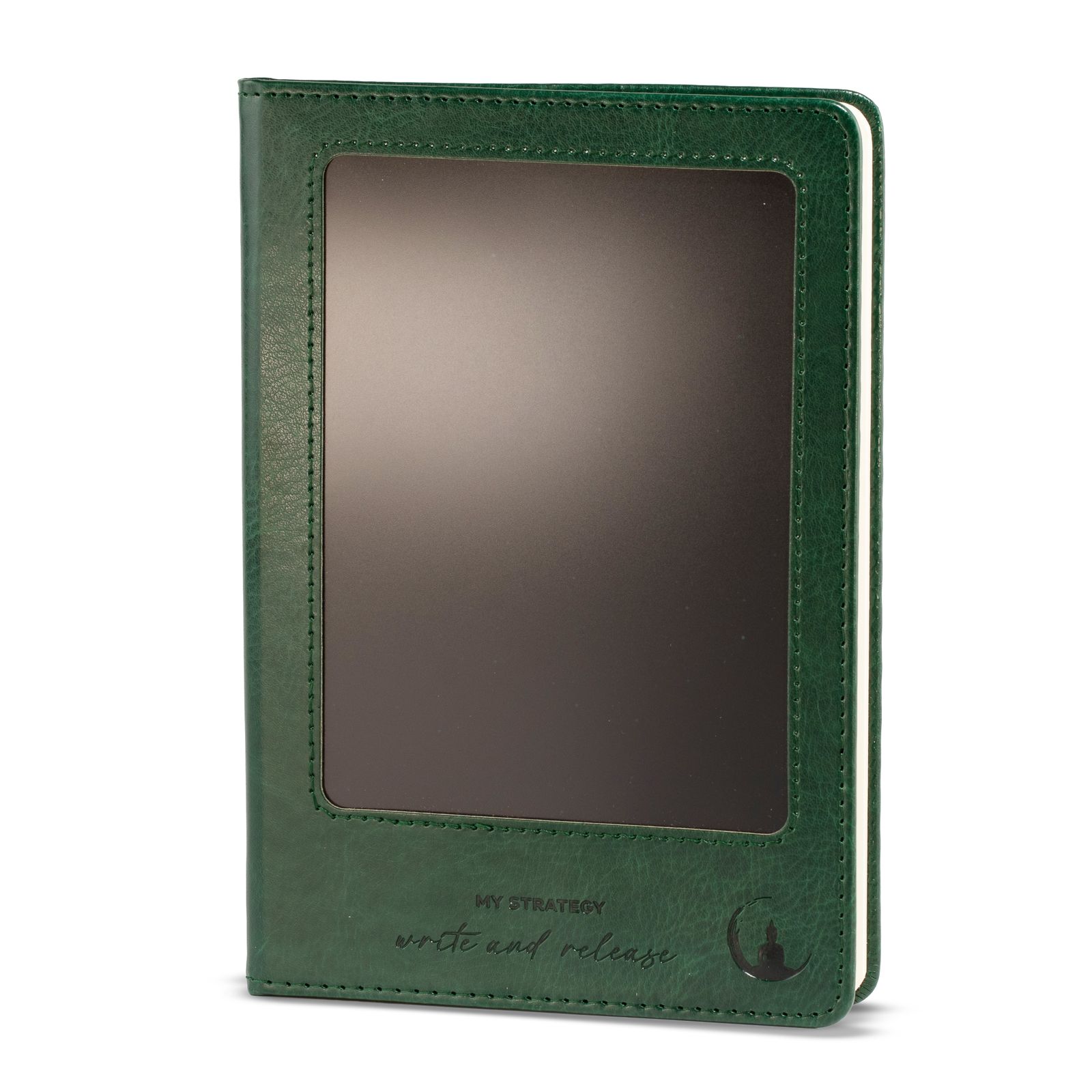 A5 Intention Note Book - LCD Wipe Screen - Green Leather Effect - 160 Pages