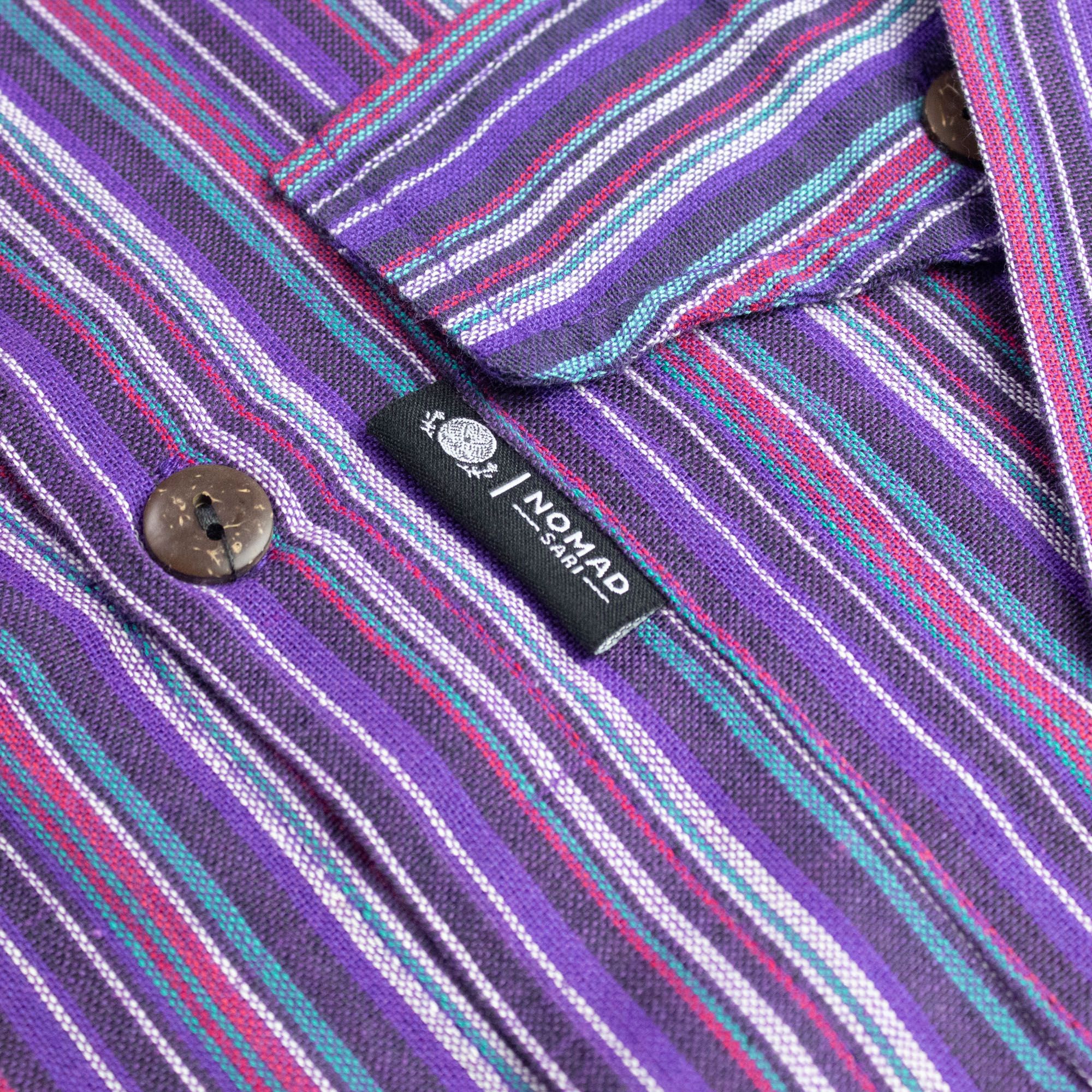 Nomad Sari Grandad Shirt - Black Purple - Medium - Image 9