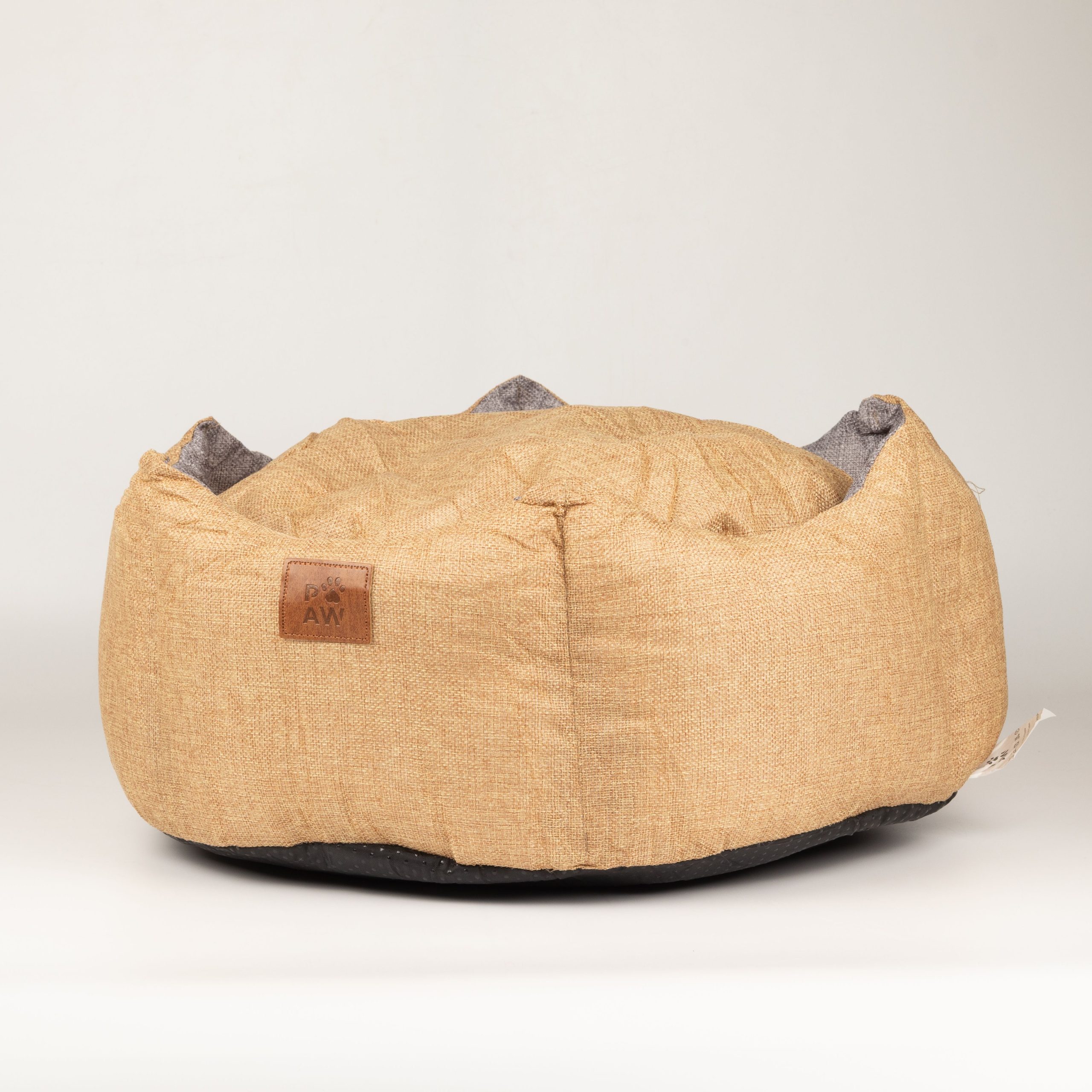 Paw Bed – Medium Royal Crown – Sand & Grey – 50 × 50 × 26cm - Image 3