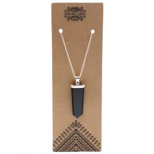 Gemstone Flat Pencil Pendant - Black Agate