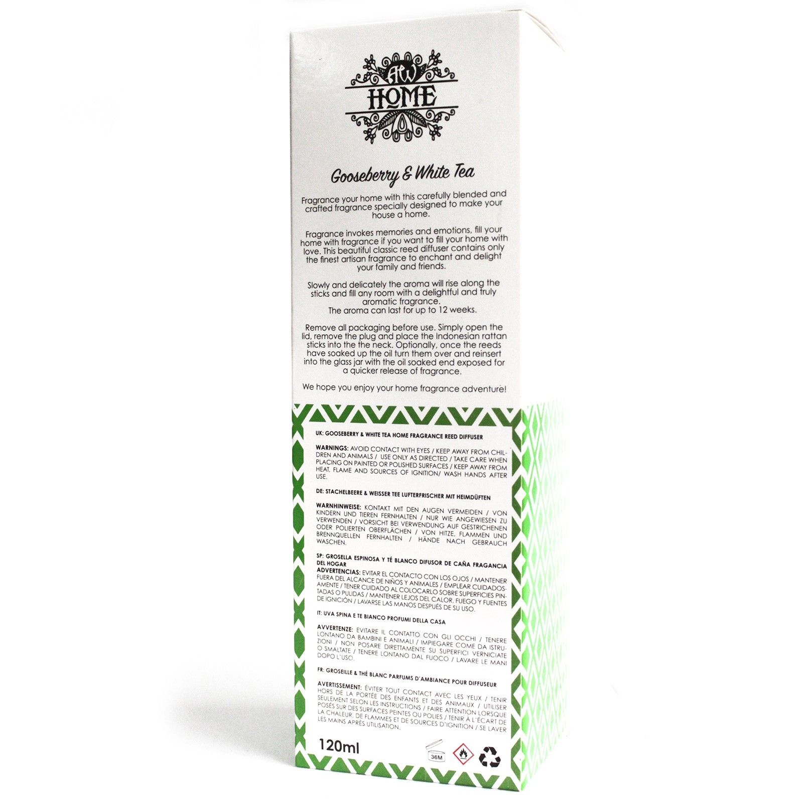 120ml Reed Diffuser - Gooseberry & White Tea - Image 3