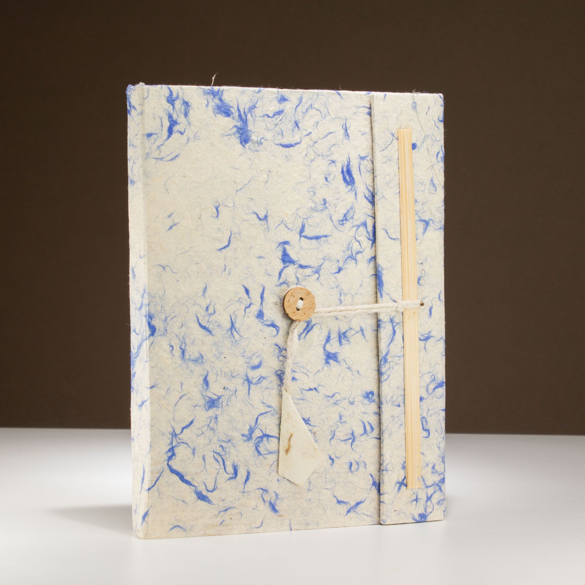 Lokta Mixed Blue Cotton Notebook – Large (21x15cm) – 45 Leaves – Includes Bookmark