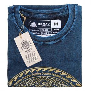 Nomad Sari Stonewashed Cotton T-Shirt – Chakra – Blue – Medium