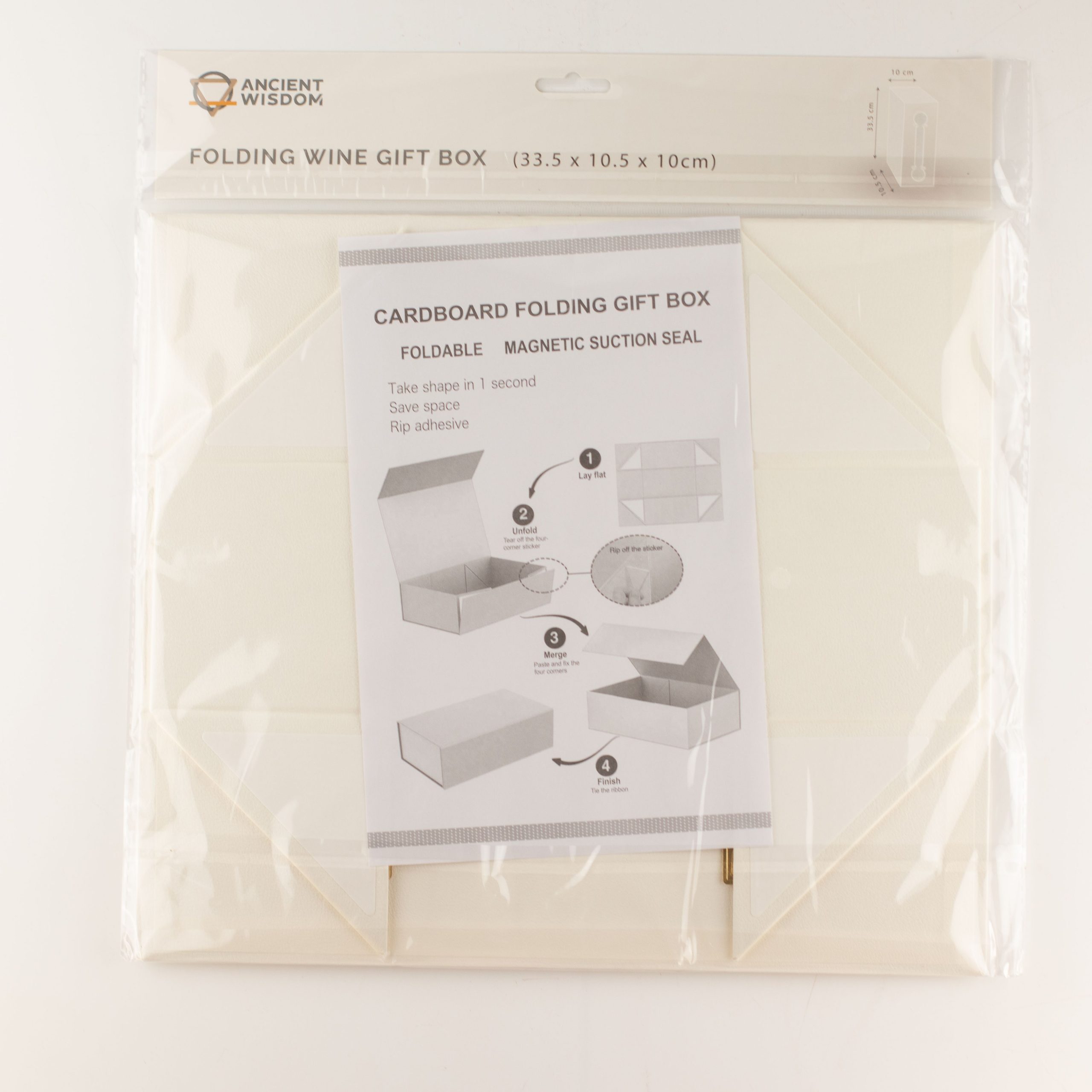 Flat Pack Gift Box - Wine Box Shape (33.5x10x10.5cm) - White - Image 4