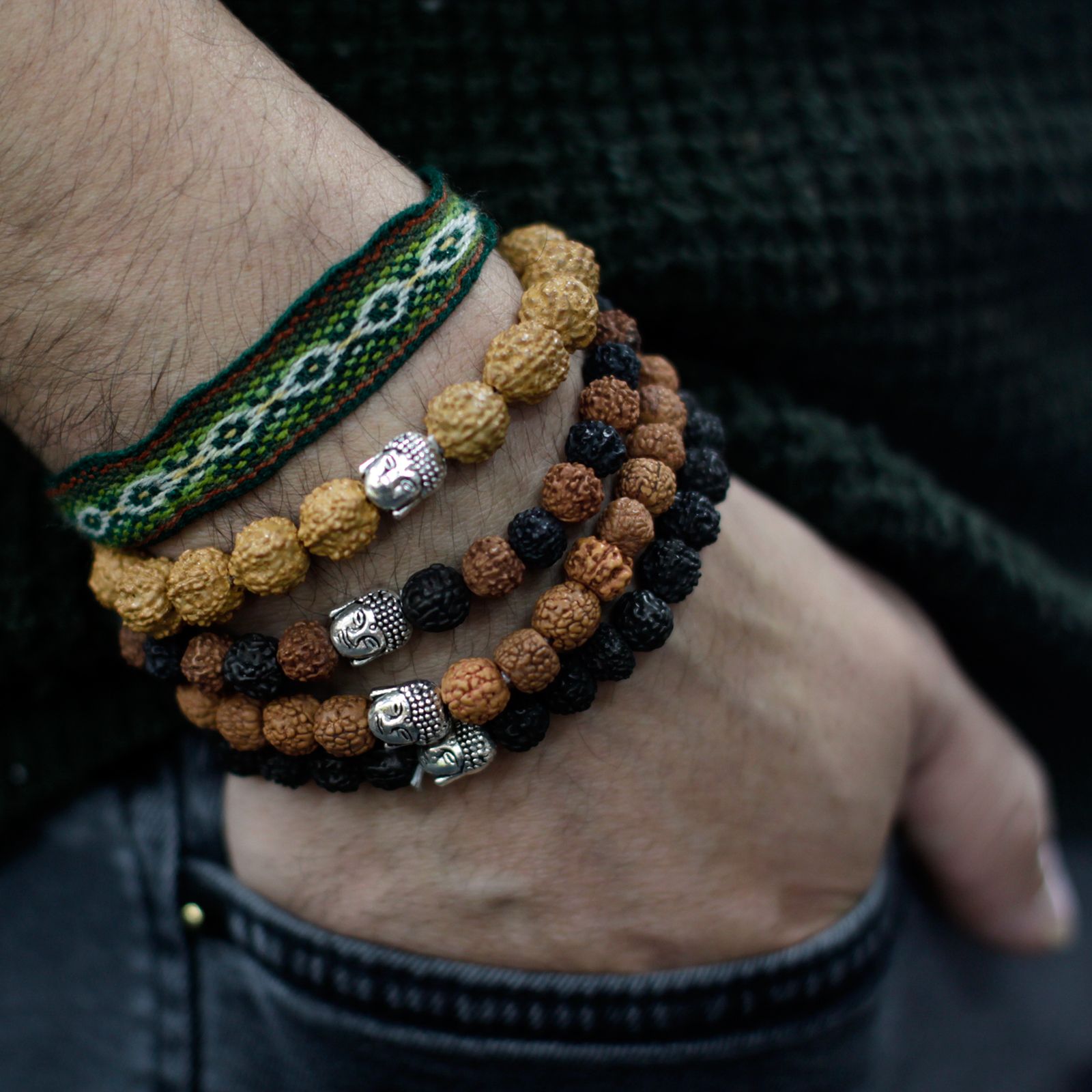 Assorted Rudraksha Buddah Bangles - Image 2