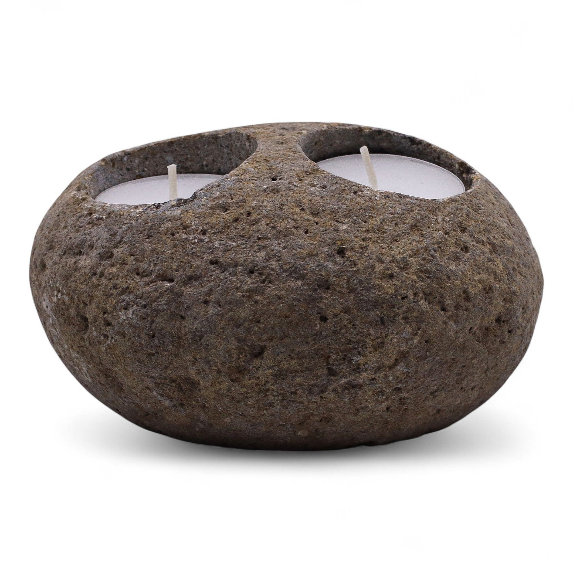 Natural Riverstone Candle Holder - Double Nightlight - Image 5